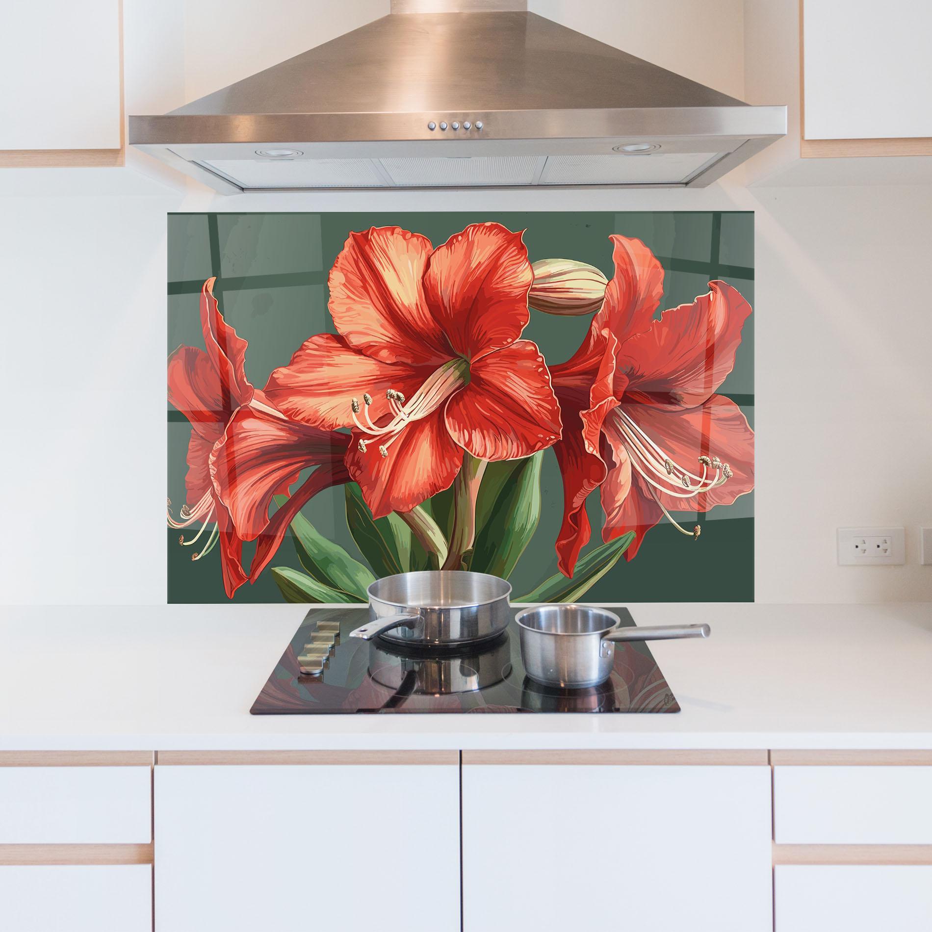 Konyhai üveg hátfal Lily Orange Art mockup 5