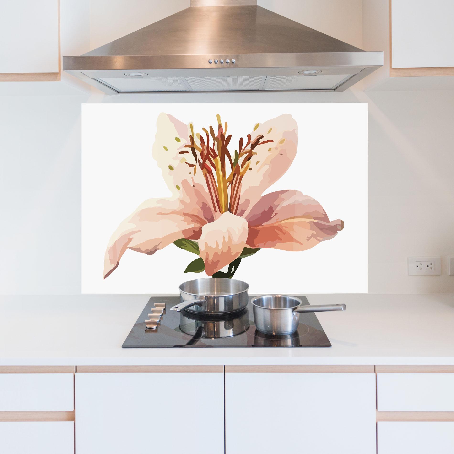 Konyhai üveg hátfal Pink Cute Lily mockup 5