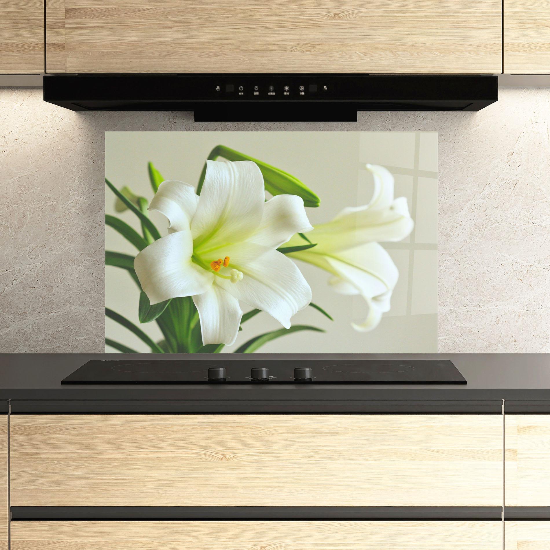 Konyhai üveg hátfal Green Lily mockup 3