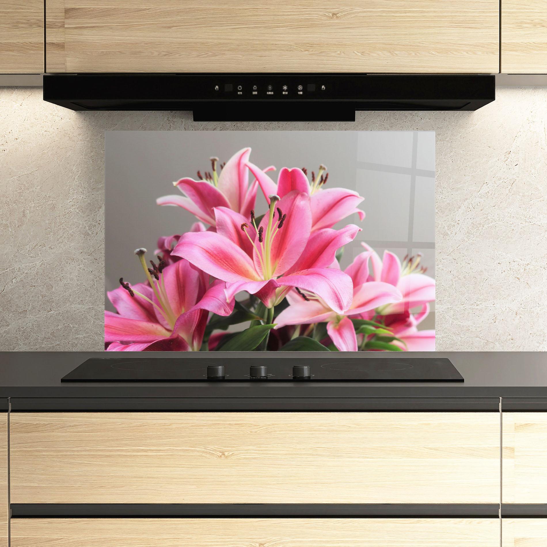 Konyhai üveg hátfal Light Pink Lily View mockup 3