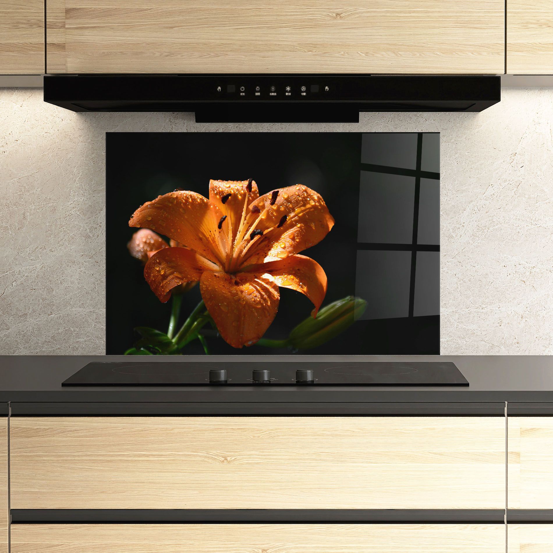 Open Orange Lily On Black mockup 3