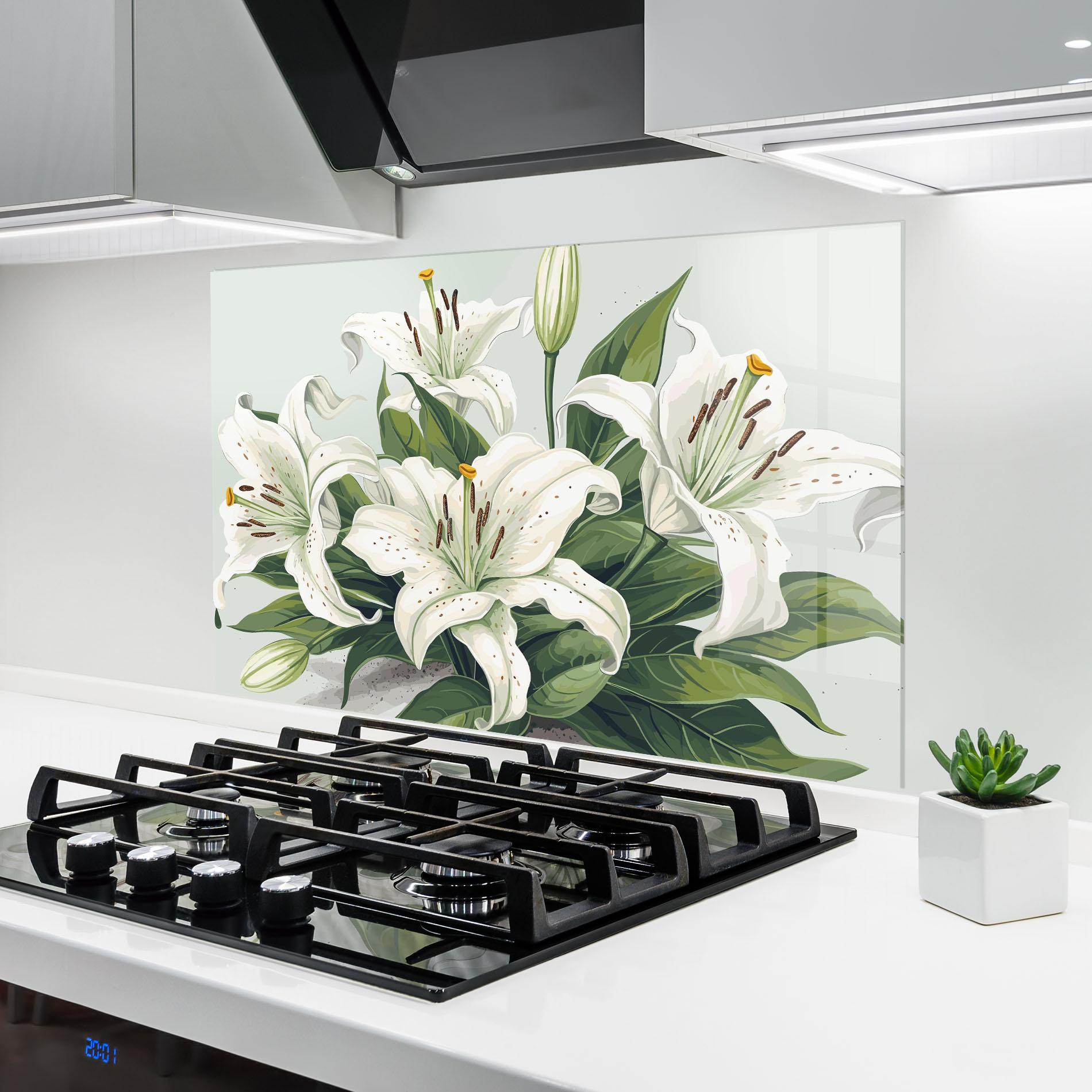 Konyhai üveg hátfal Light Lily Art mockup 6