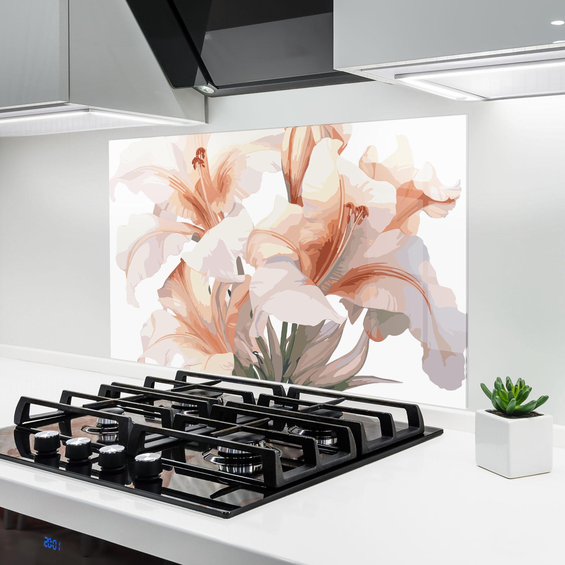 Konyhai üveg hátfal Light Pink Lily mockup 6