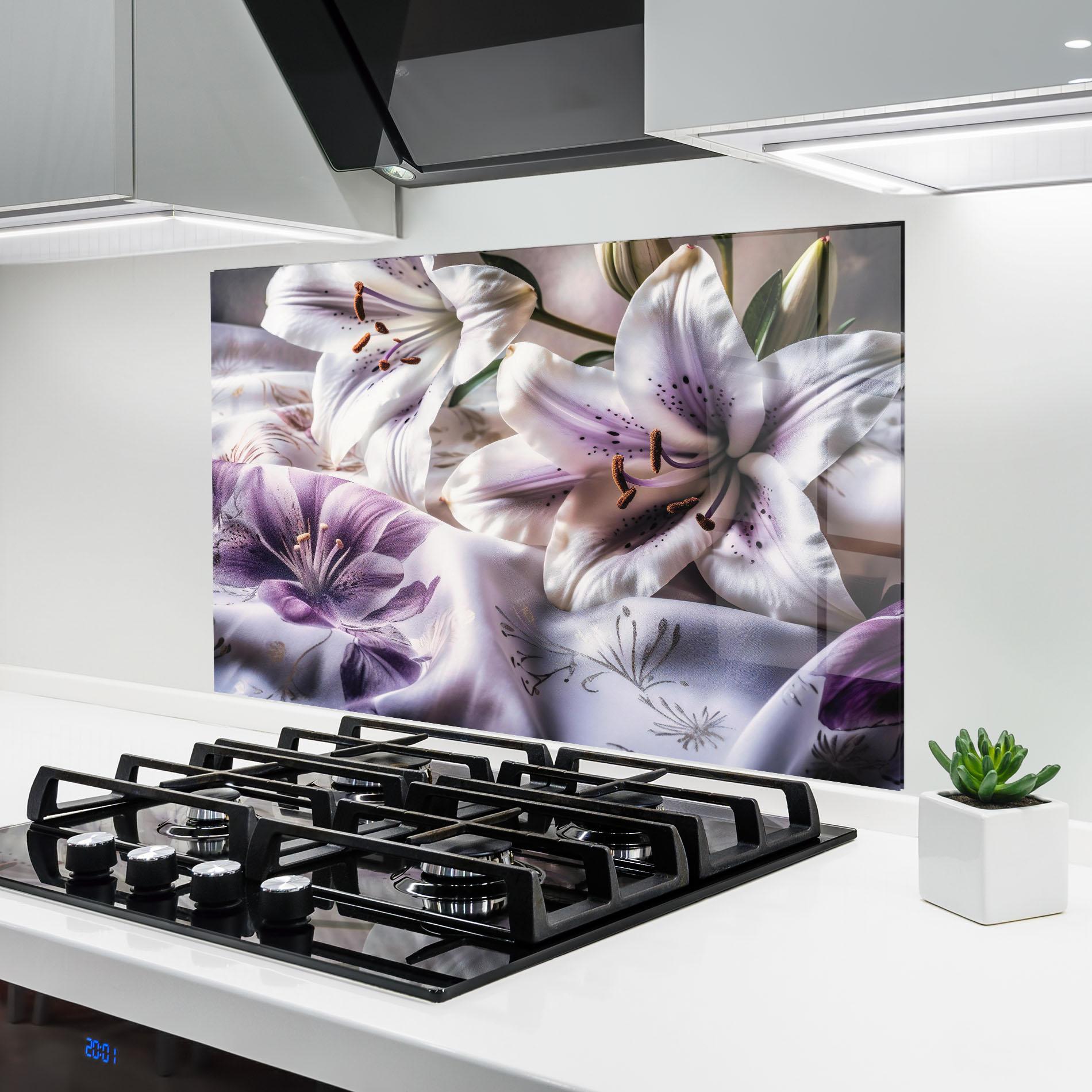 Konyhai üveg hátfal Light Purple Lily mockup 6