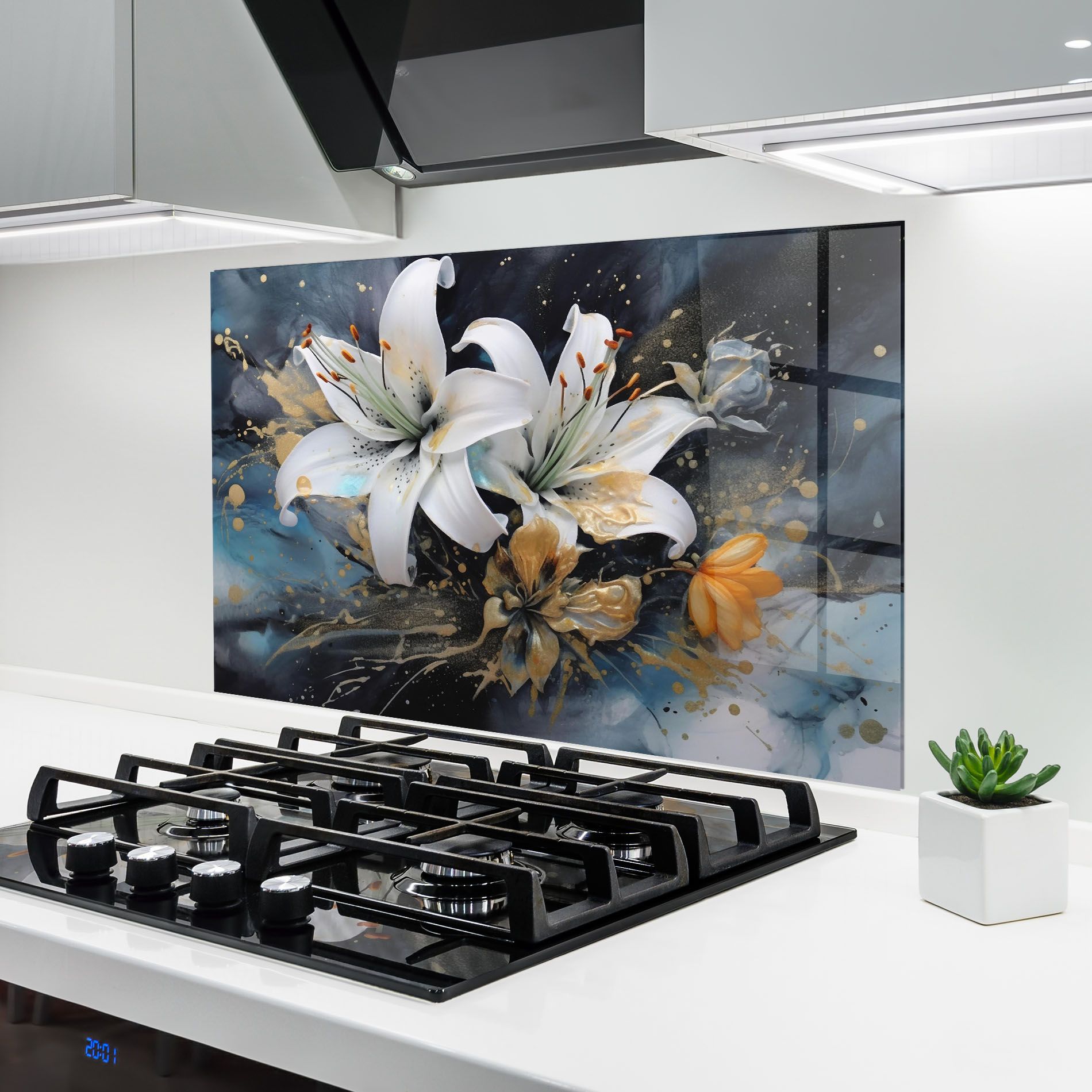 Lily On Blue Painting mockup 6