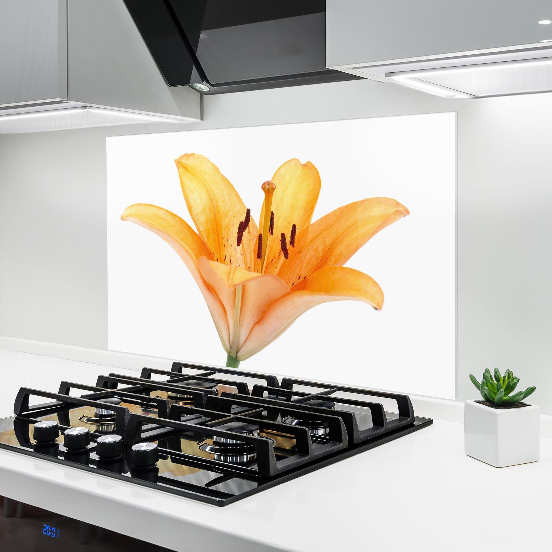 Konyhai üveg hátfal Yellow With Orange Lily mockup 6