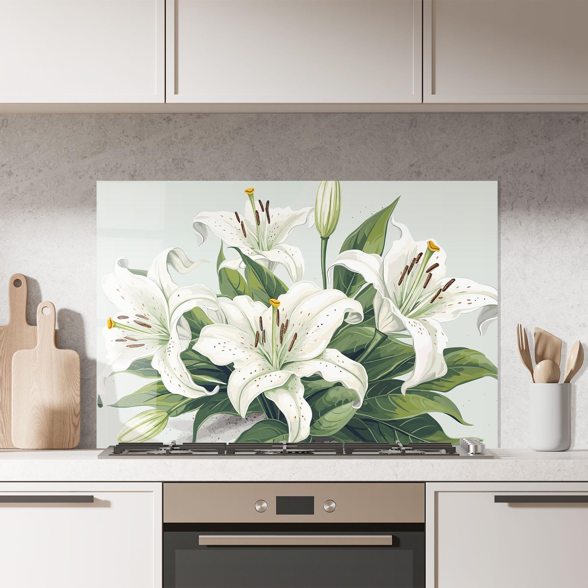 Konyhai üveg hátfal Light Lily Art mockup 7