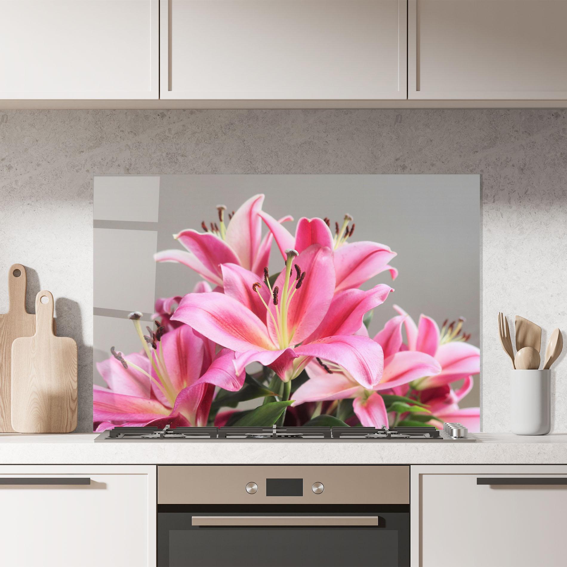 Konyhai üveg hátfal Light Pink Lily View mockup 7
