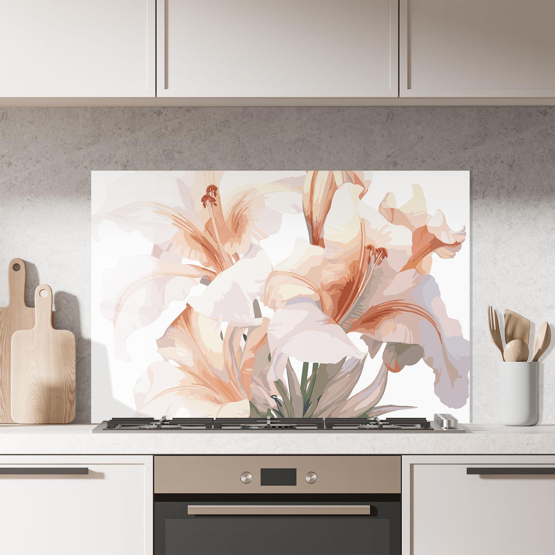 Konyhai üveg hátfal Light Pink Lily mockup 7