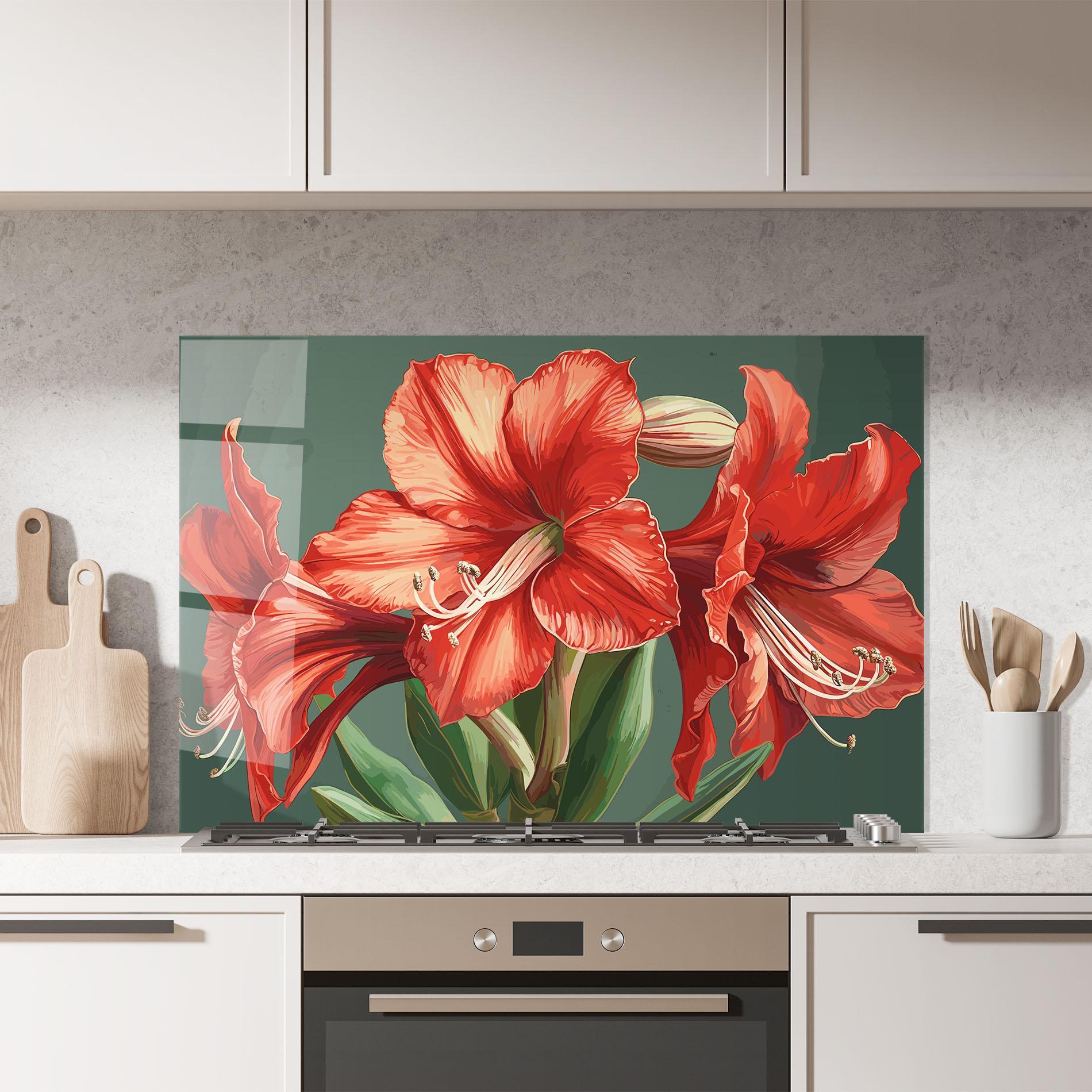 Konyhai üveg hátfal Lily Orange Art mockup 7