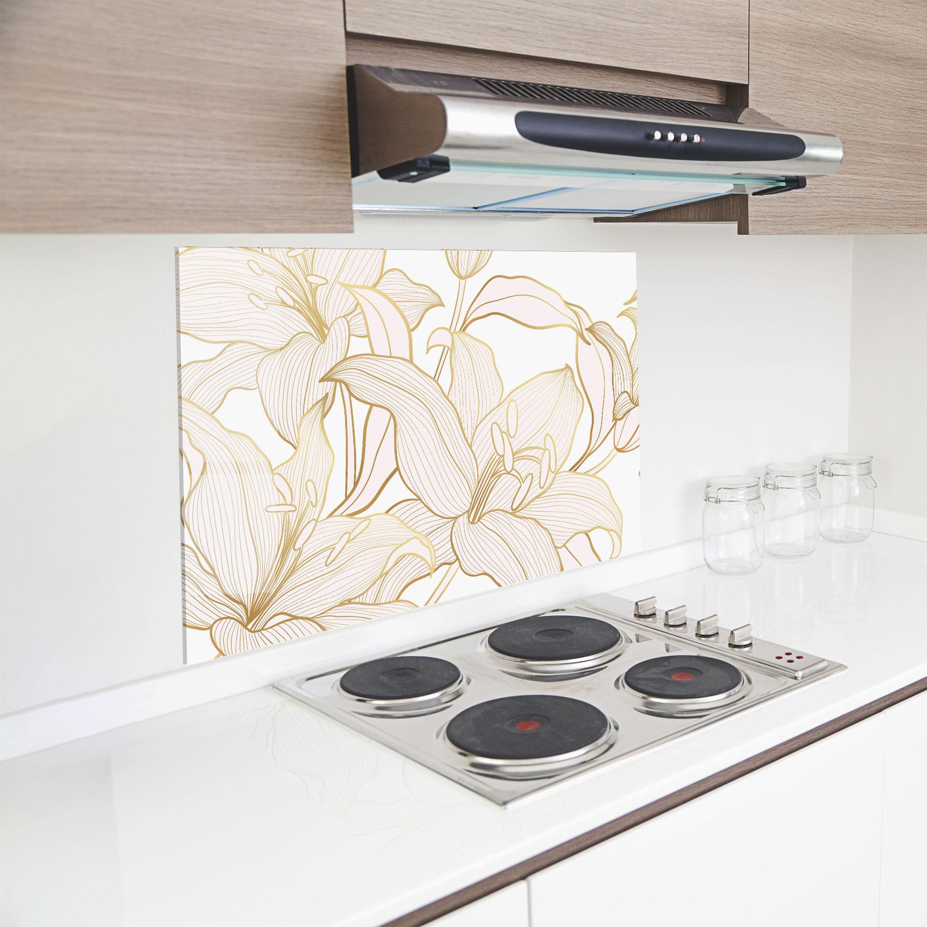 Konyhai üveg hátfal Gold Lily mockup 8