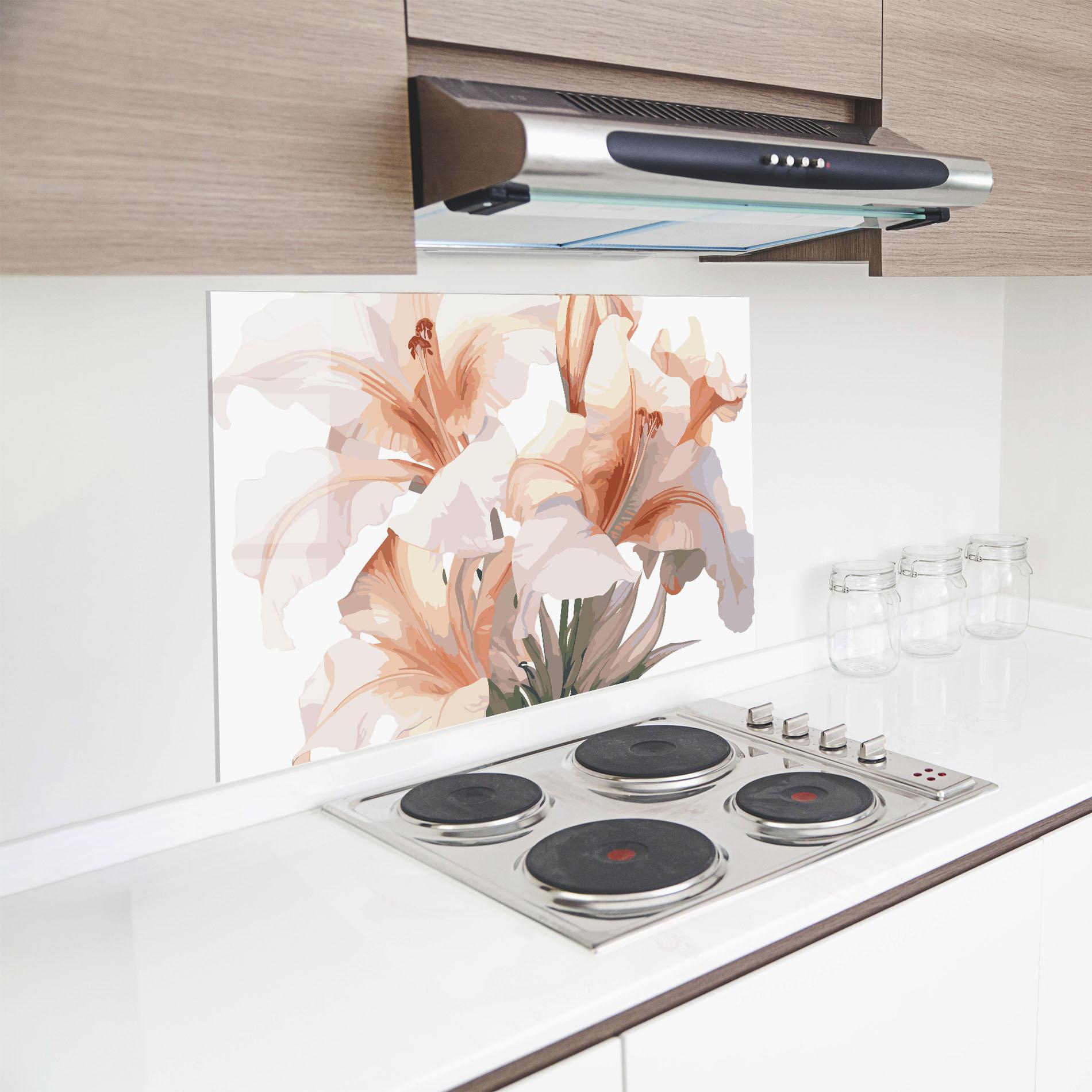 Konyhai üveg hátfal Light Pink Lily mockup 8