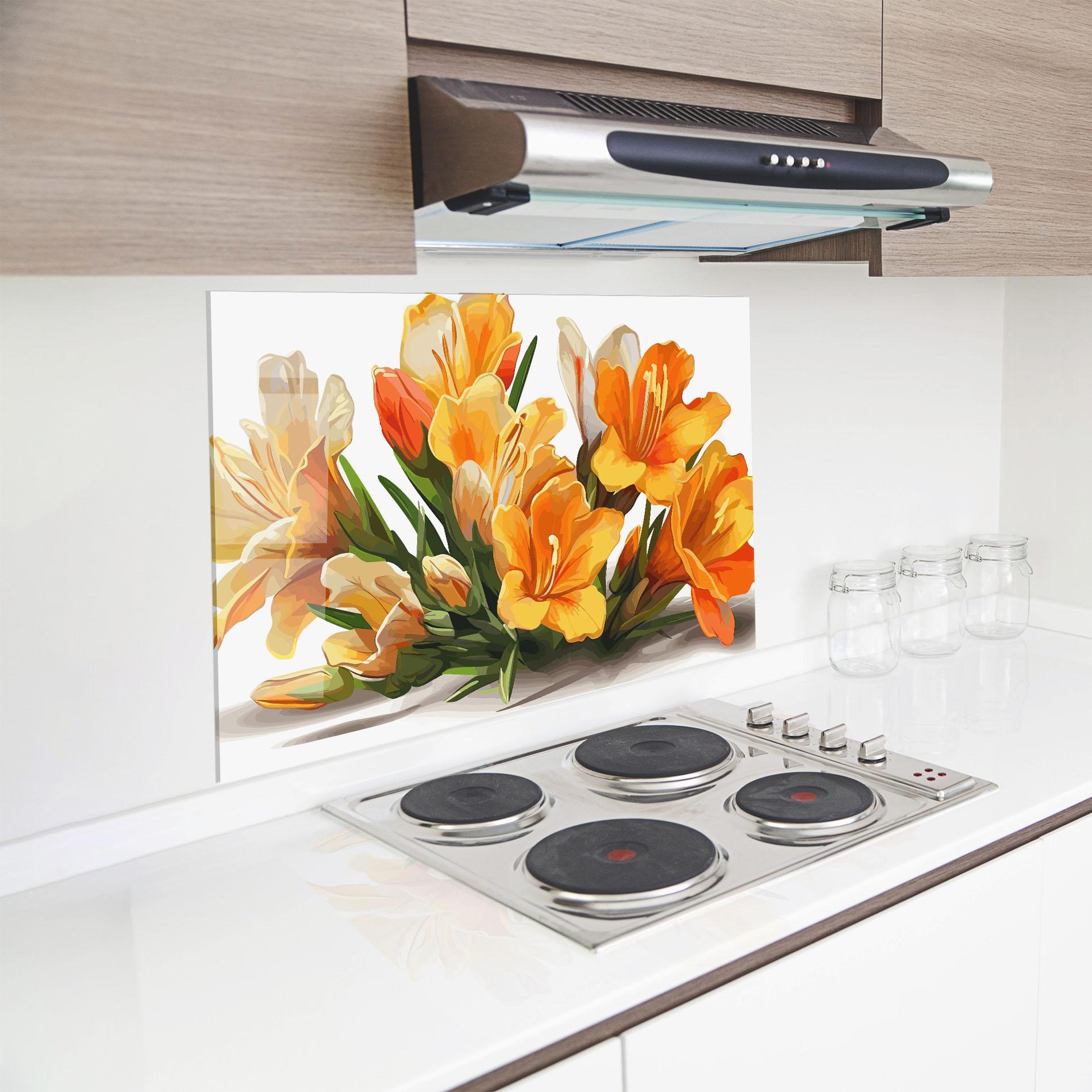 Konyhai üveg hátfal Orange Lily Art mockup 8