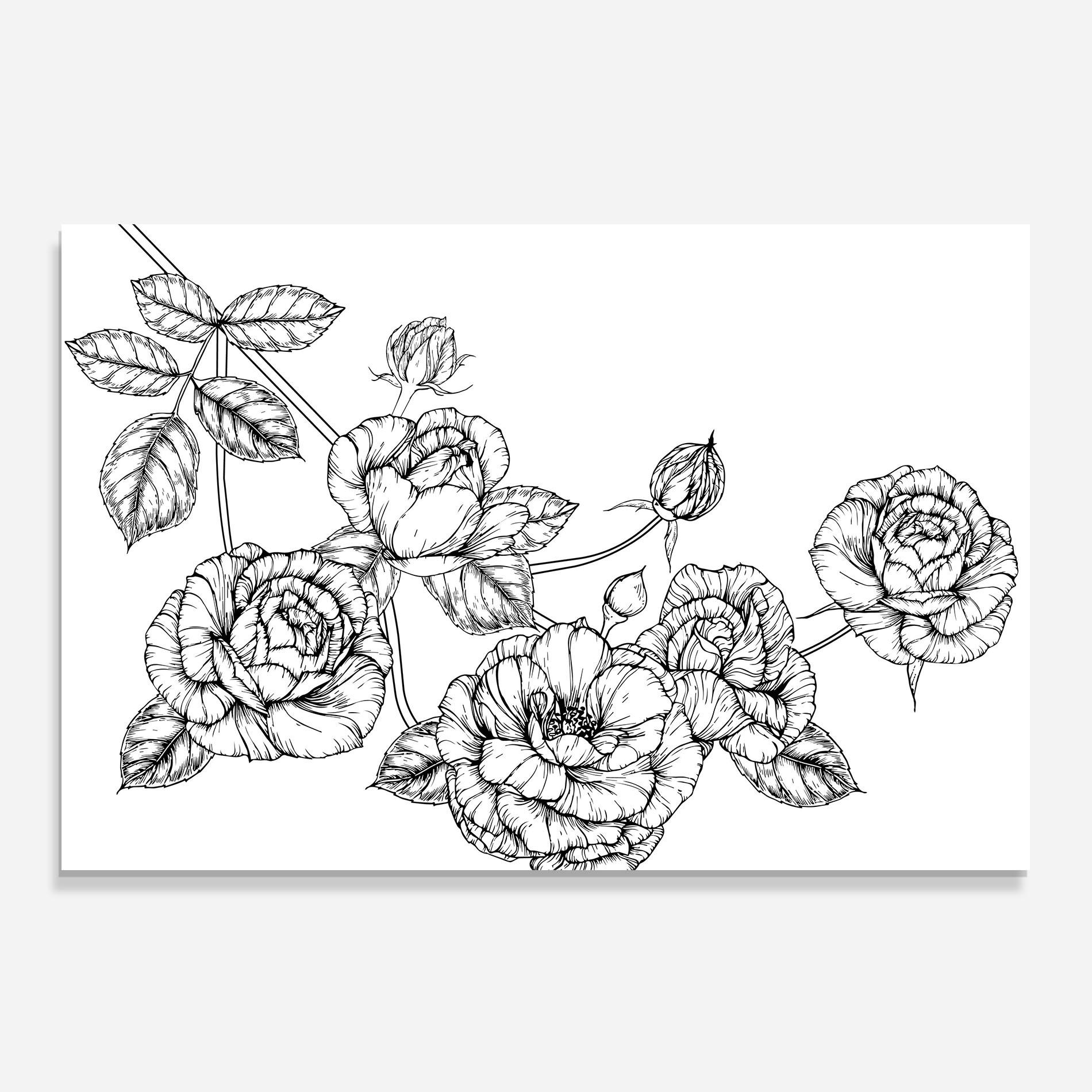 Konyhai üveg hátfal Big Roses Line mockup 0