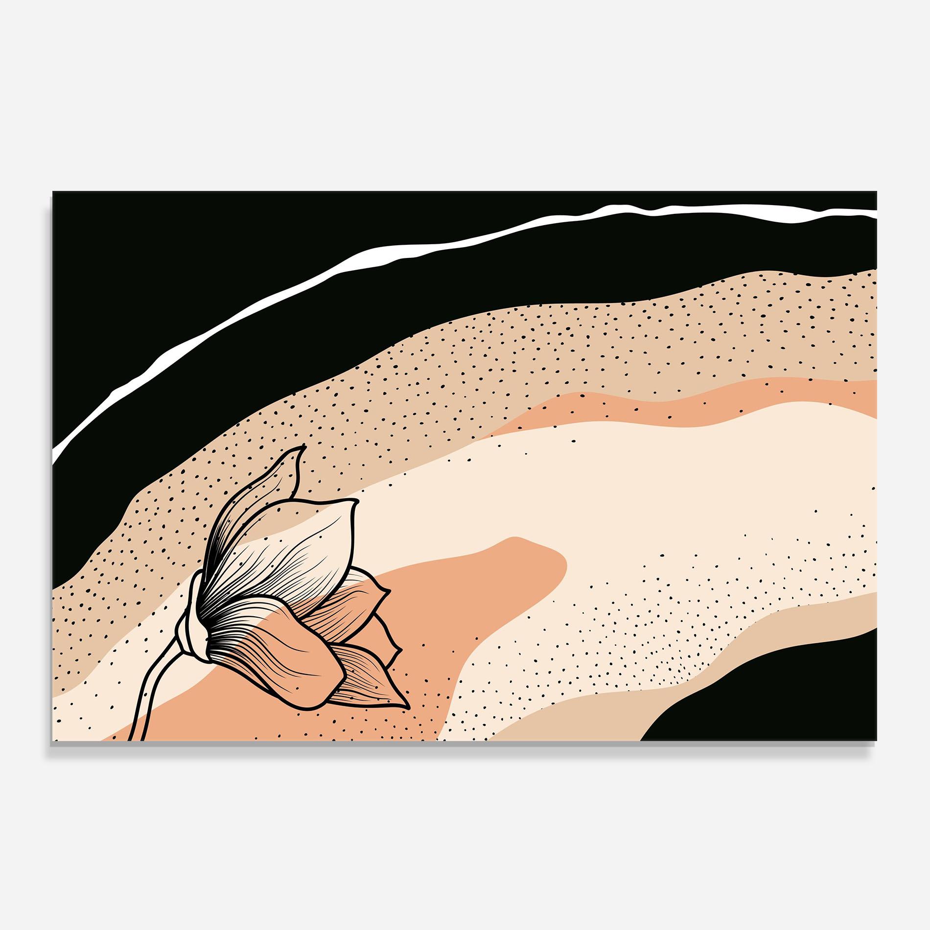 Konyhai üveg hátfal Black Line Art Plant mockup 0