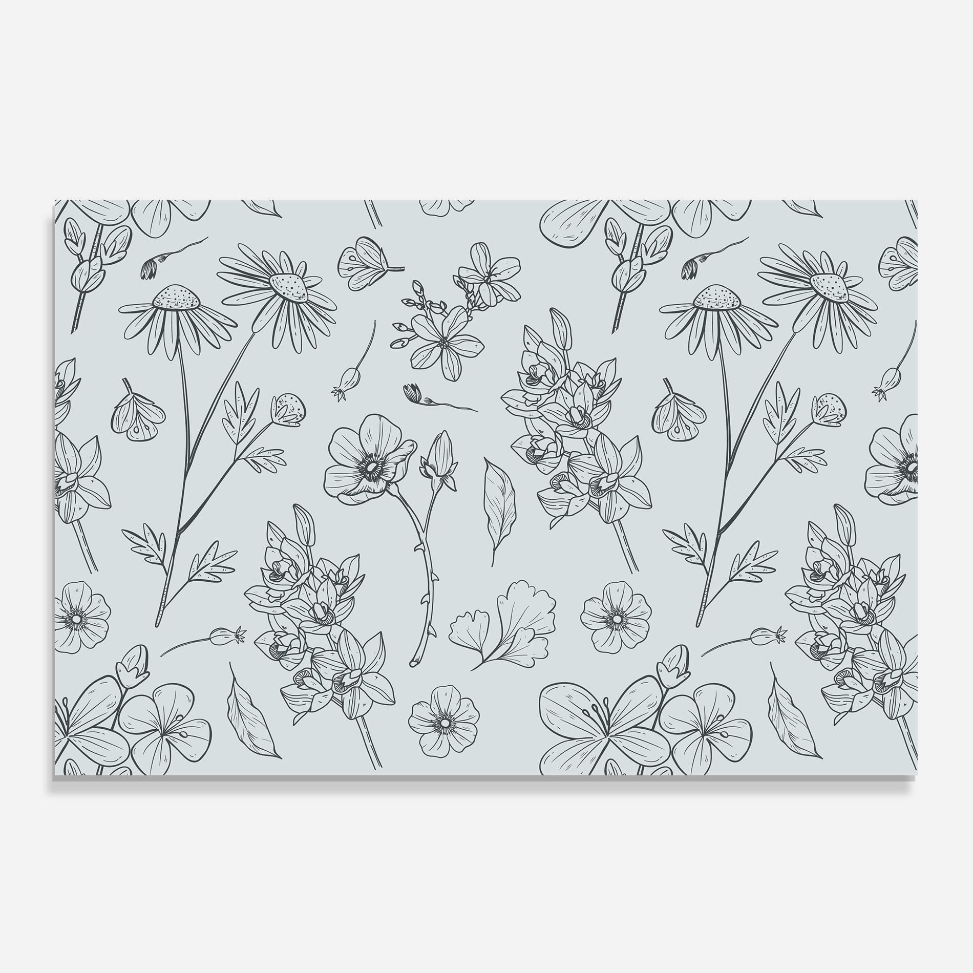 Konyhai üveg hátfal Blue Flower Line mockup 0