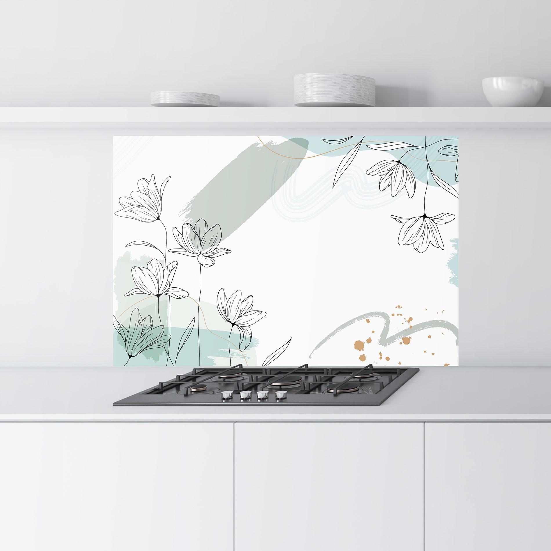 Konyhai üveg hátfal Black Blue Line mockup 9