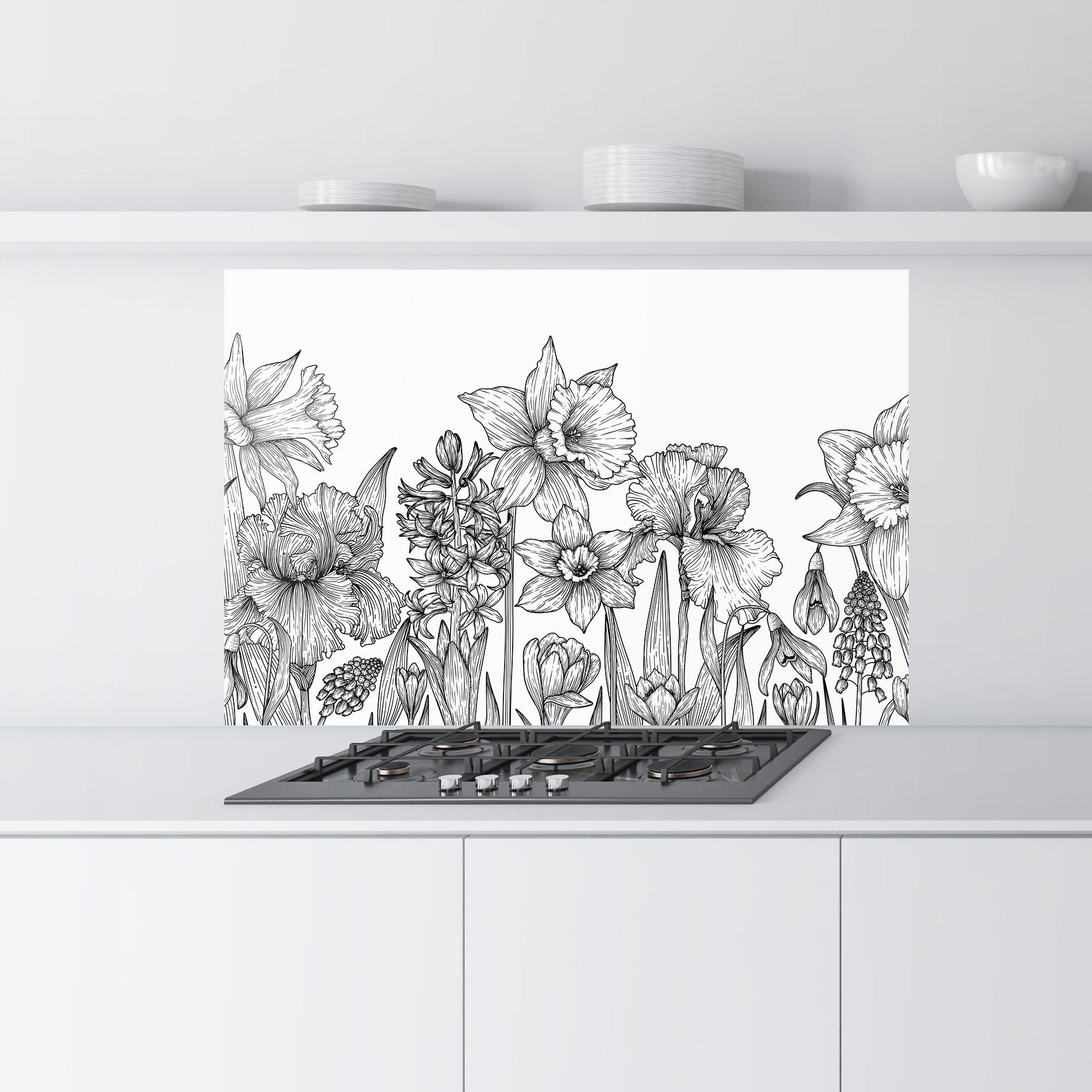 Konyhai üveg hátfal Black Line Plant mockup 9