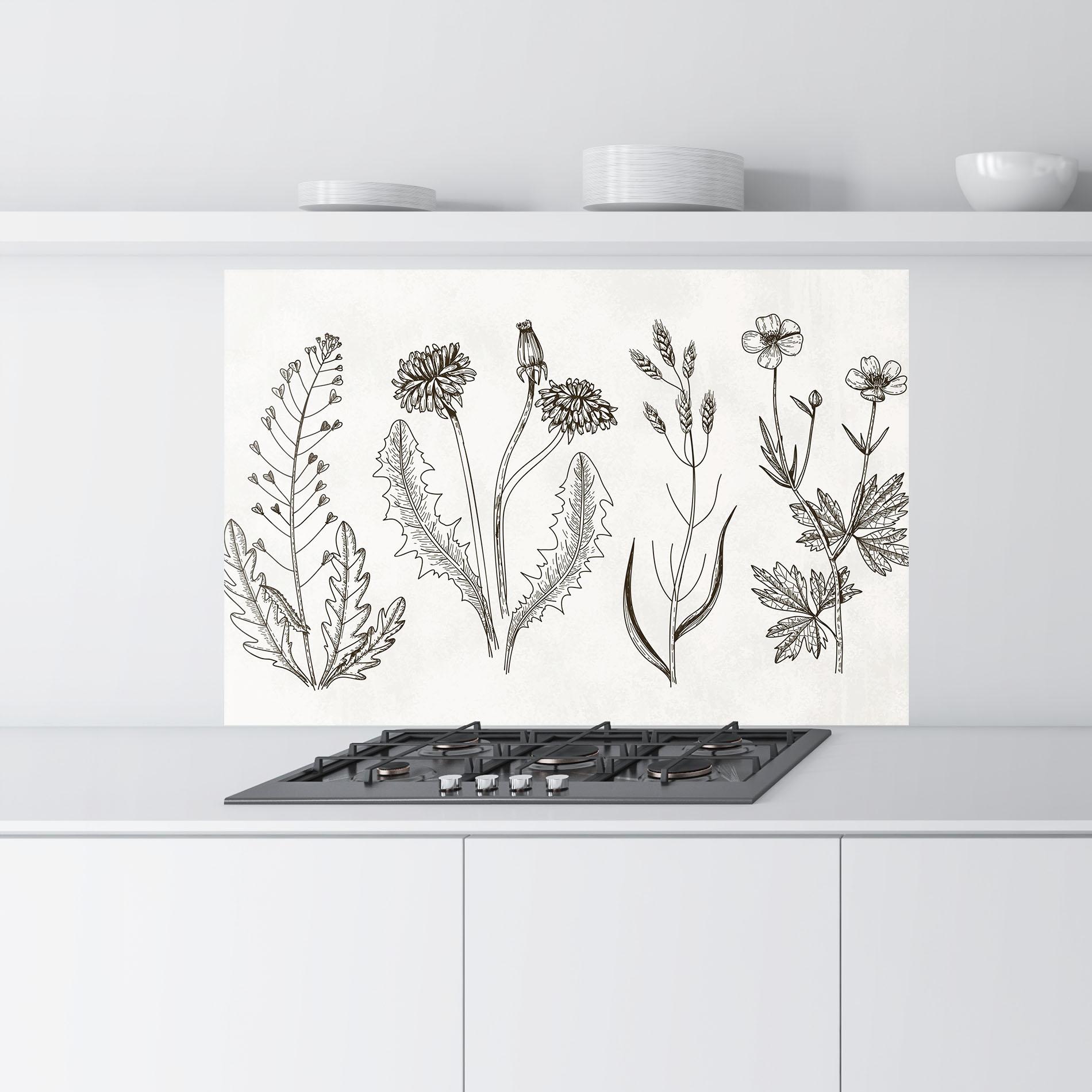 Konyhai üveg hátfal Black Line White mockup 9