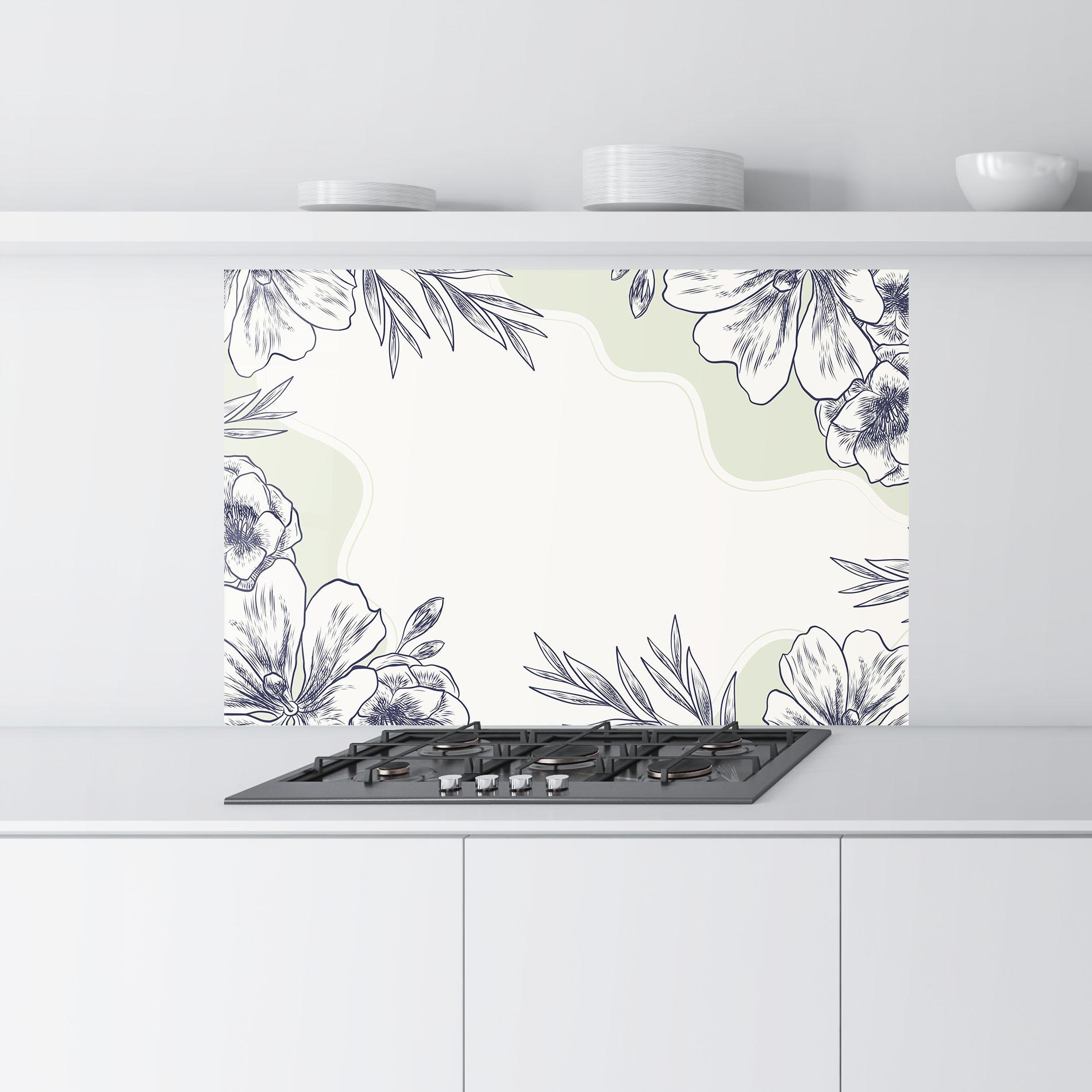 Konyhai üveg hátfal Blue Line Green mockup 9