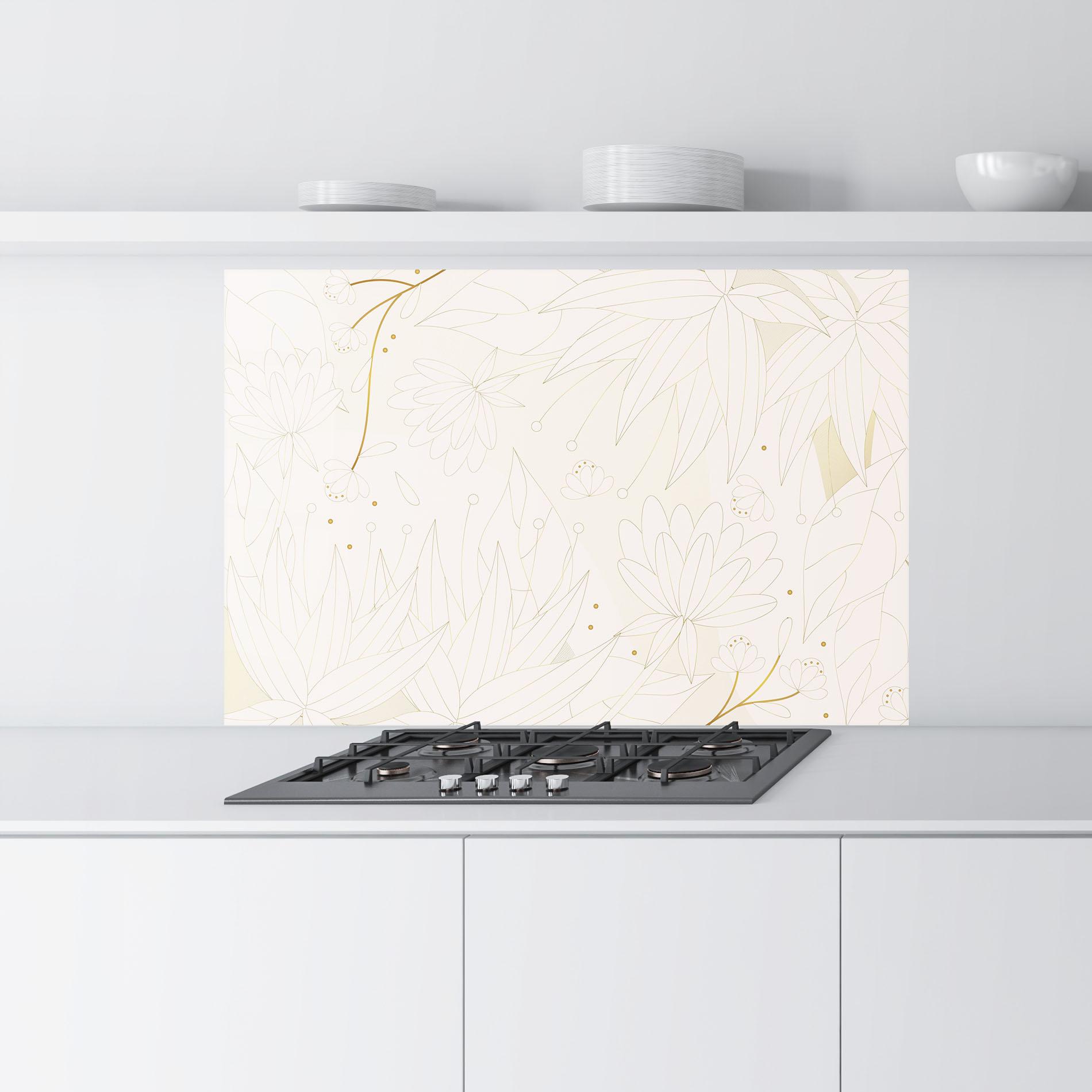 Konyhai üveg hátfal Flower Cream Line mockup 9