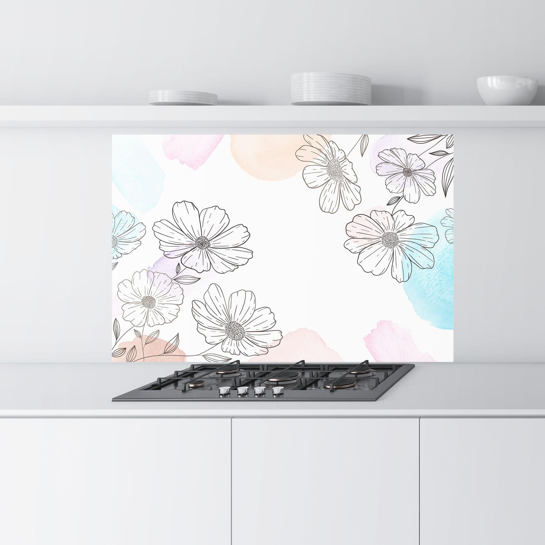 Konyhai üveg hátfal Grey Colorful Flower mockup 9