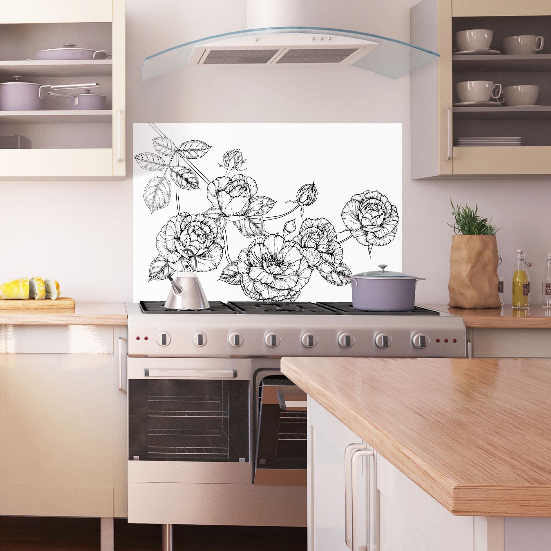 Konyhai üveg hátfal Big Roses Line mockup 1