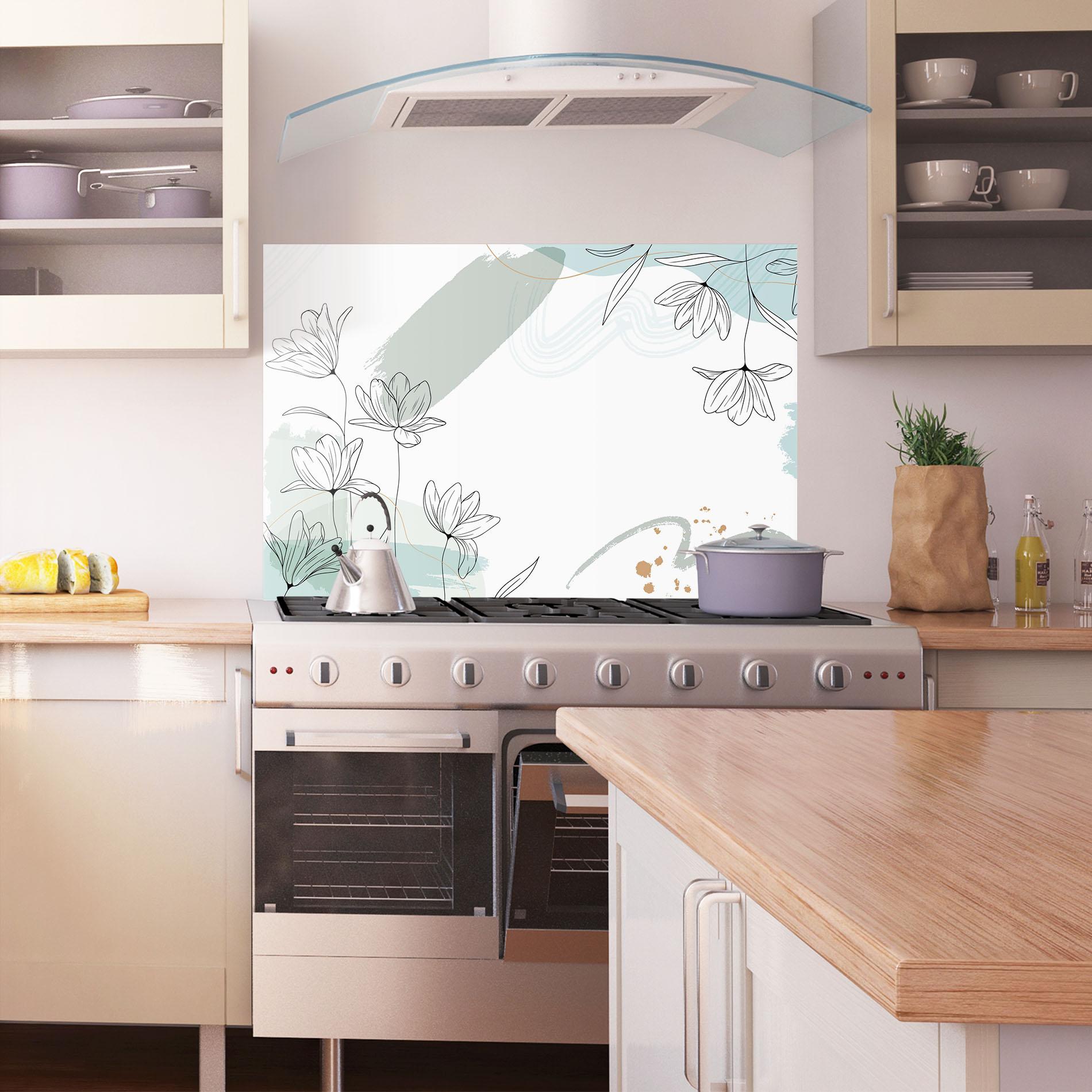 Konyhai üveg hátfal Black Blue Line mockup 1