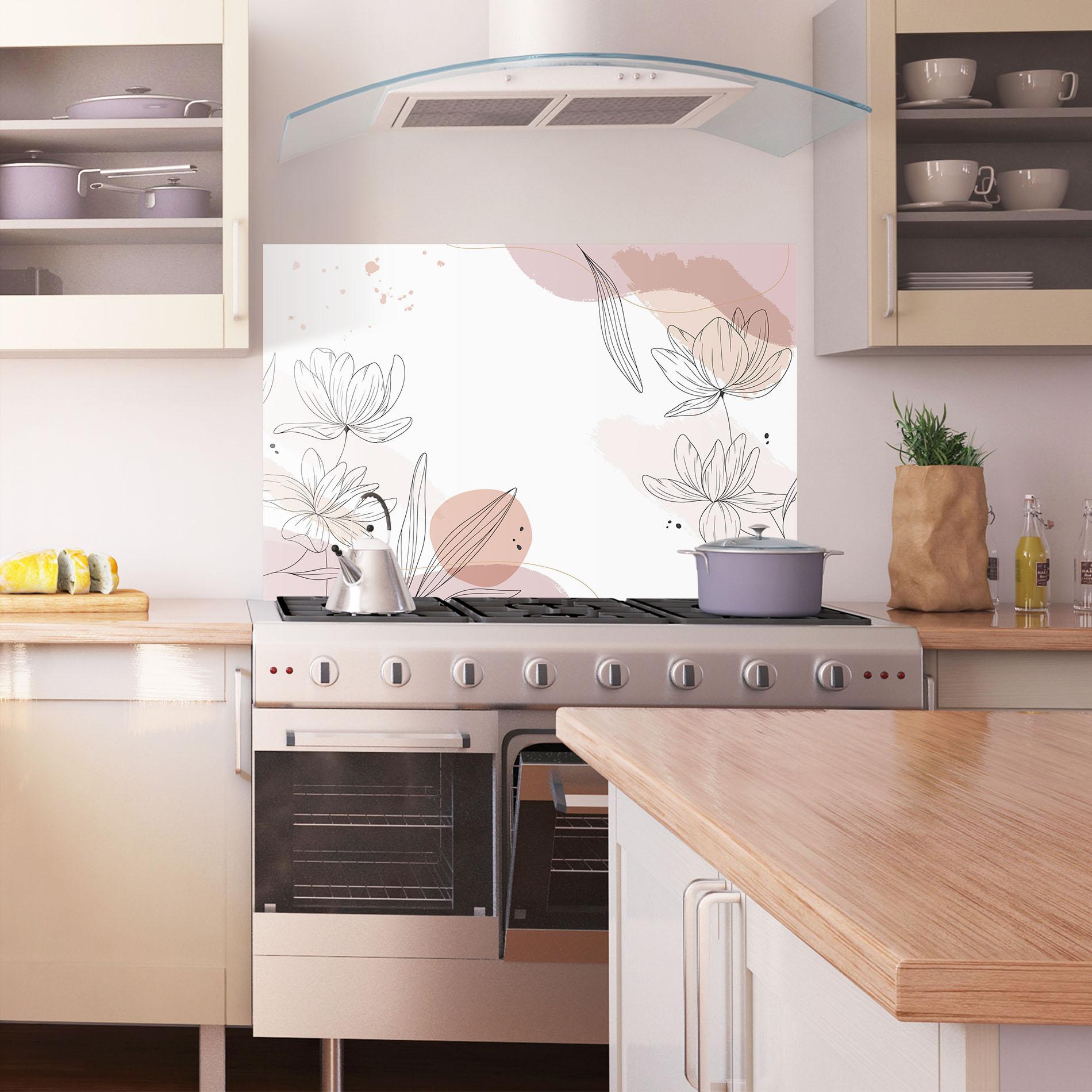 Konyhai üveg hátfal Black Pink Line mockup 1