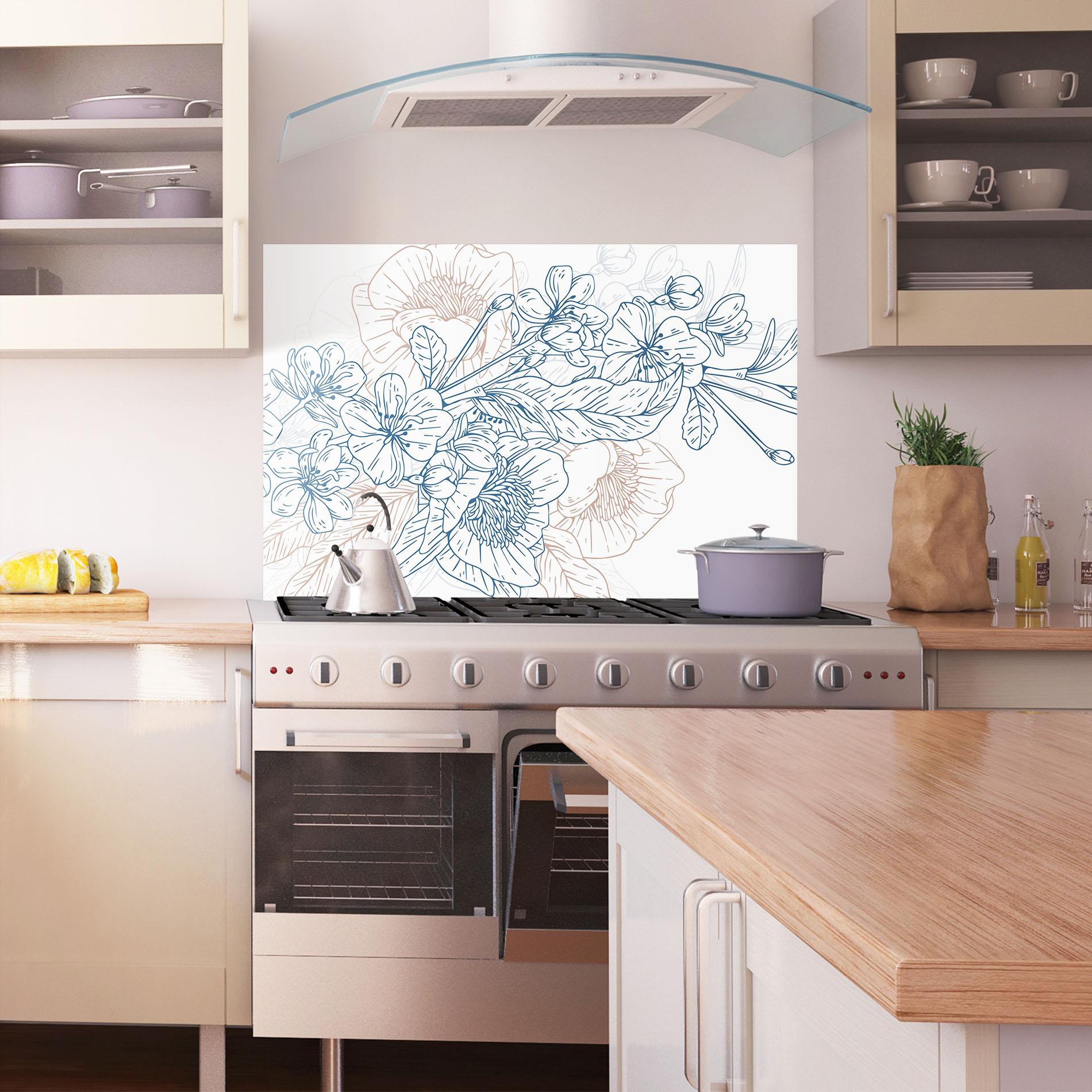 Konyhai üveg hátfal Blue Cream Line mockup 1