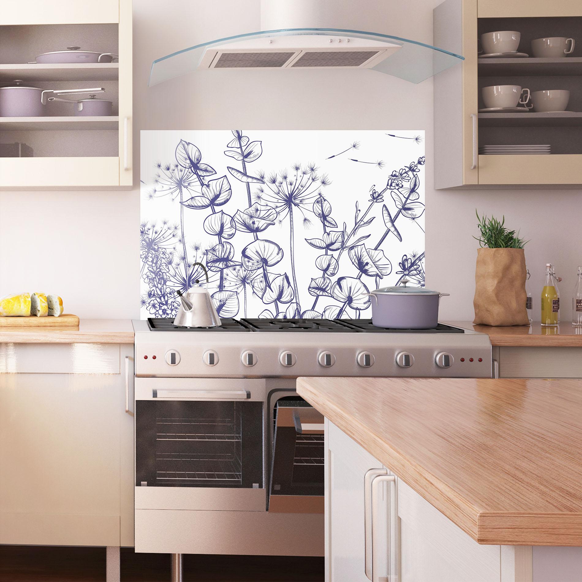 Konyhai üveg hátfal Blue Line Plants mockup 1