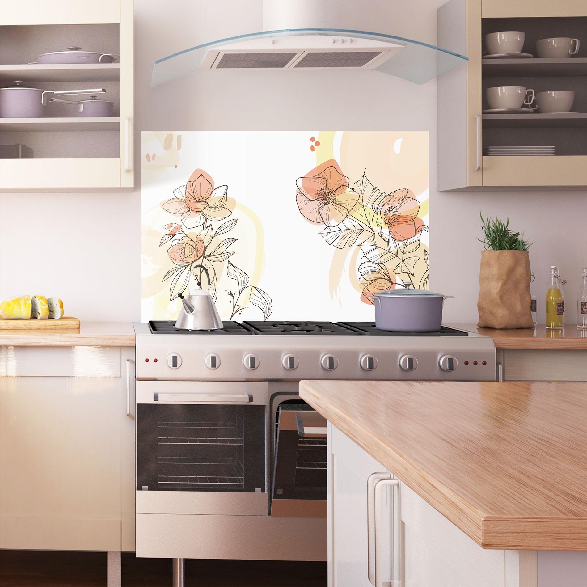 Konyhai üveg hátfal Yellow Orange Line mockup 1