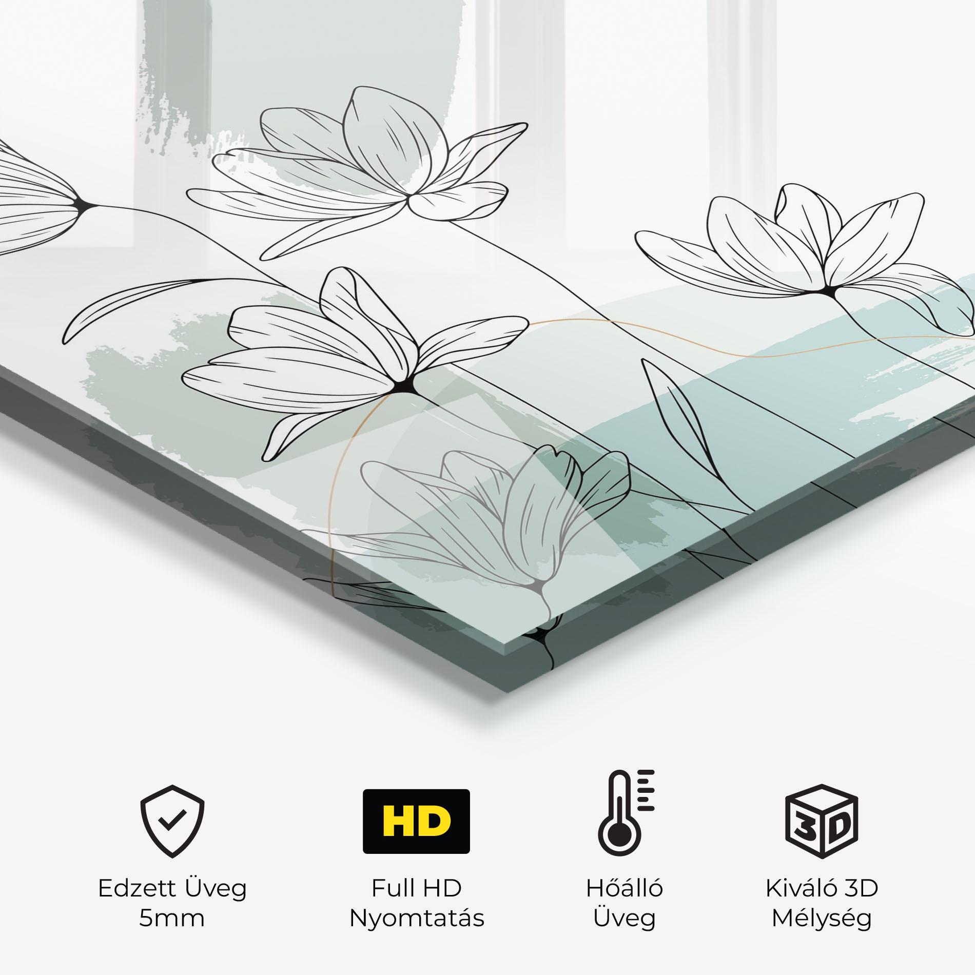 Konyhai üveg hátfal Black Blue Line mockup 2