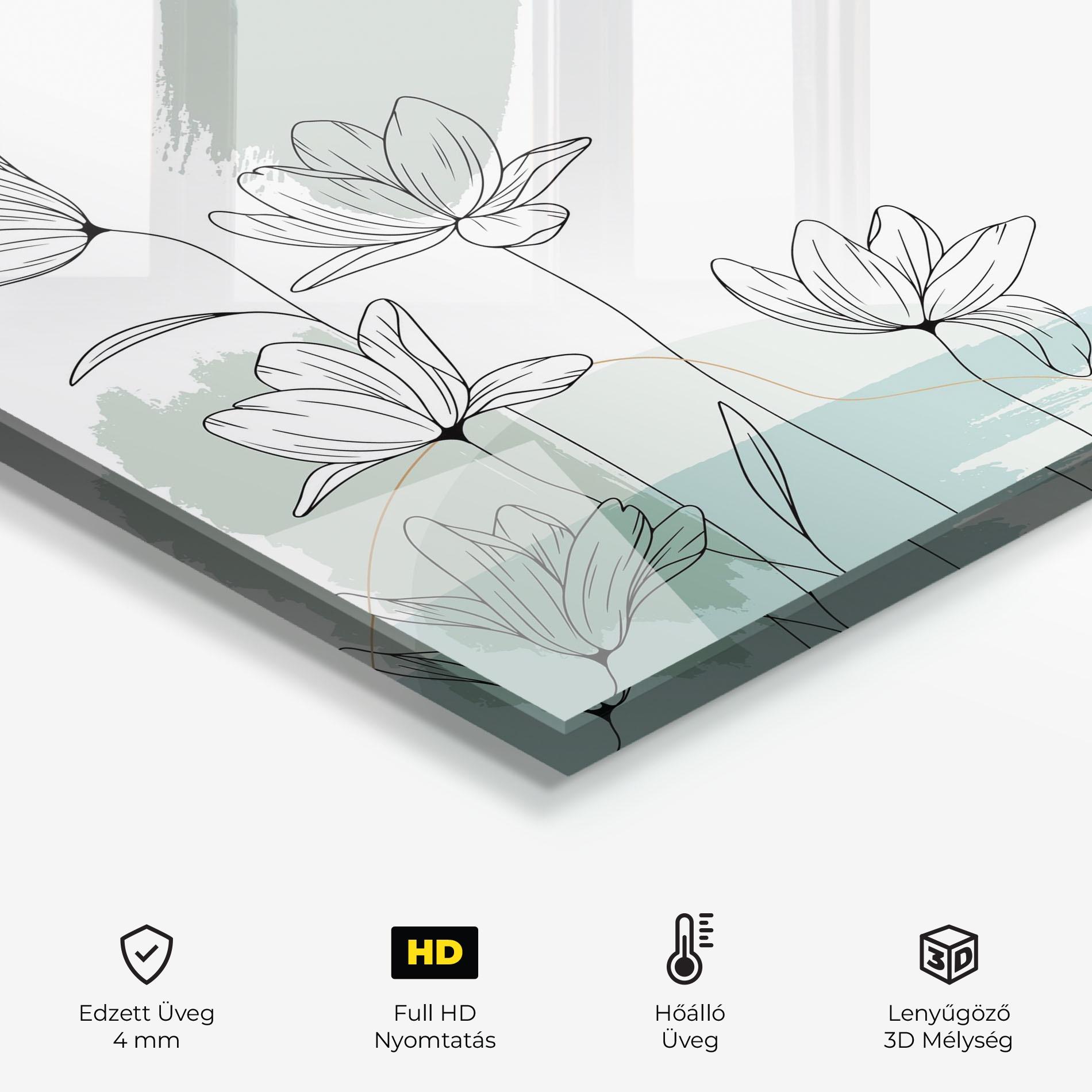 Konyhai üveg hátfal Black Blue Line mockup 2