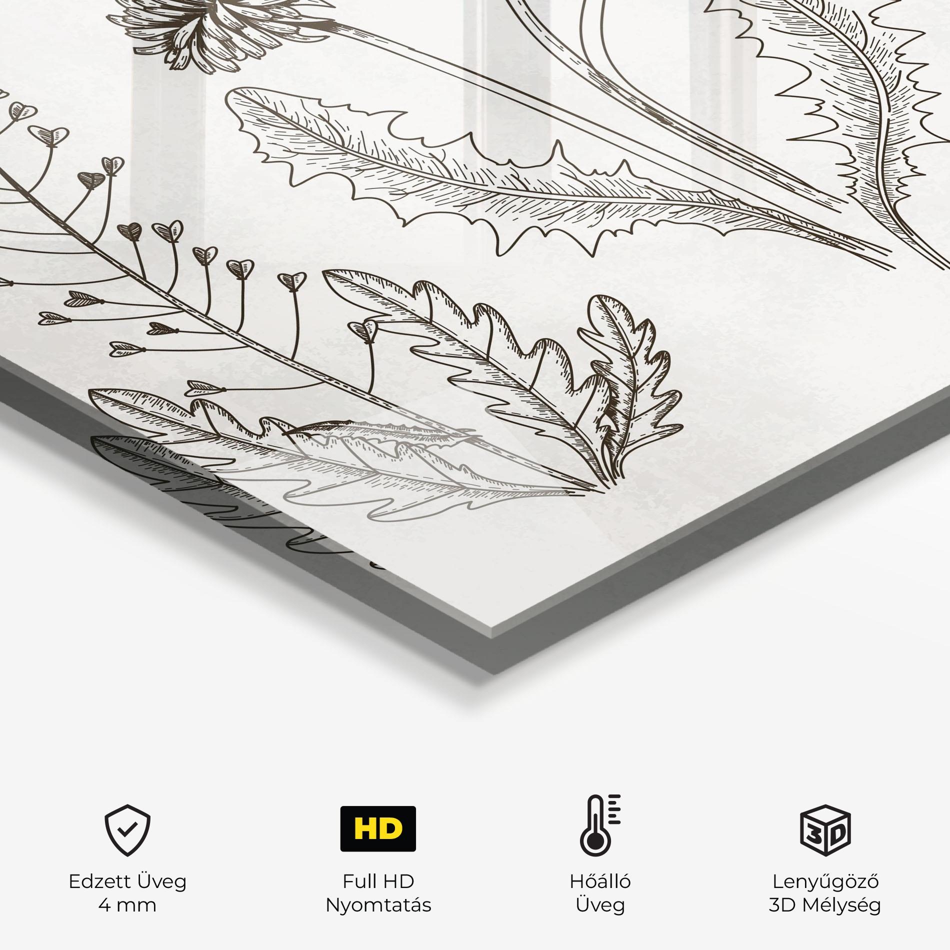 Konyhai üveg hátfal Black Line White mockup 2