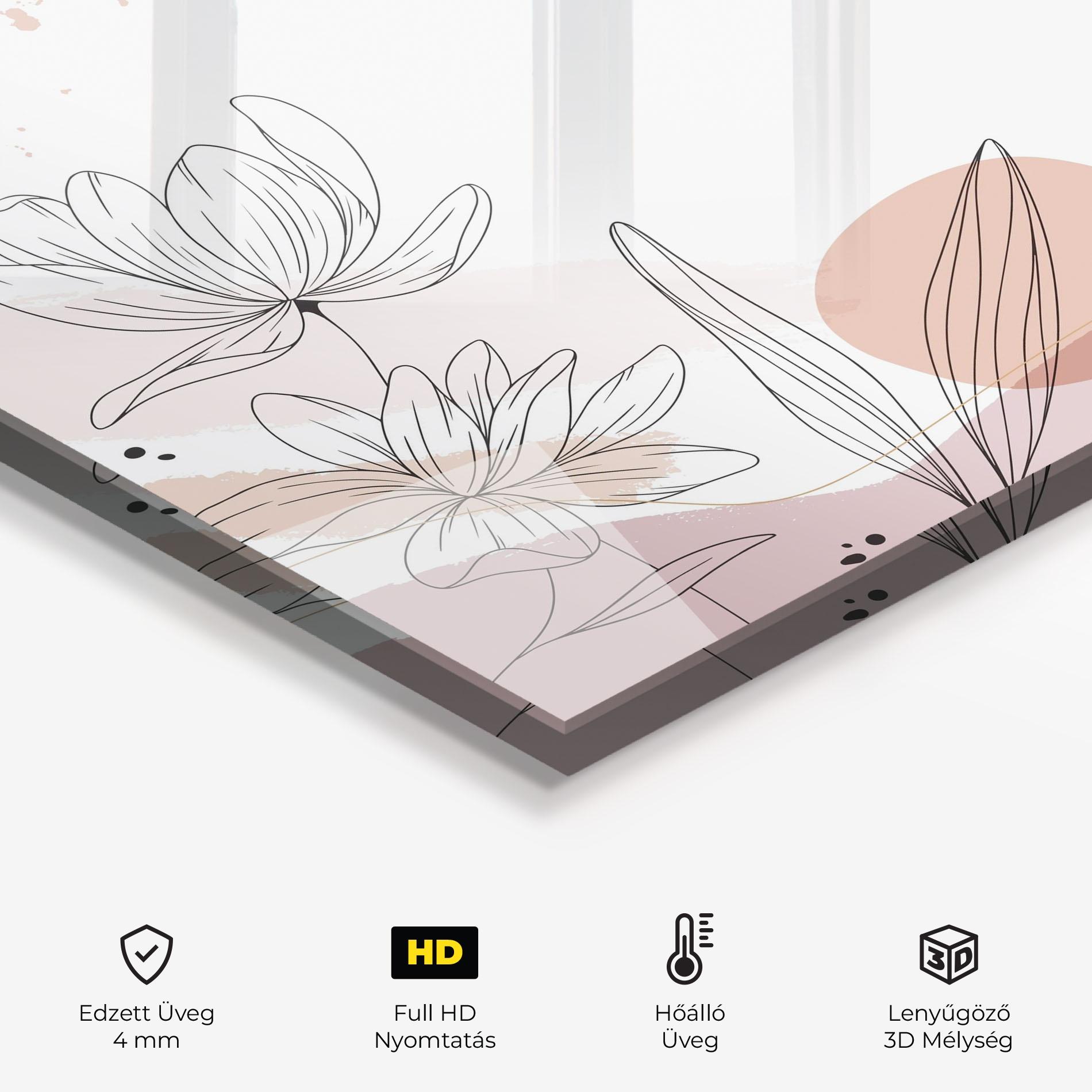 Konyhai üveg hátfal Black Pink Line mockup 2