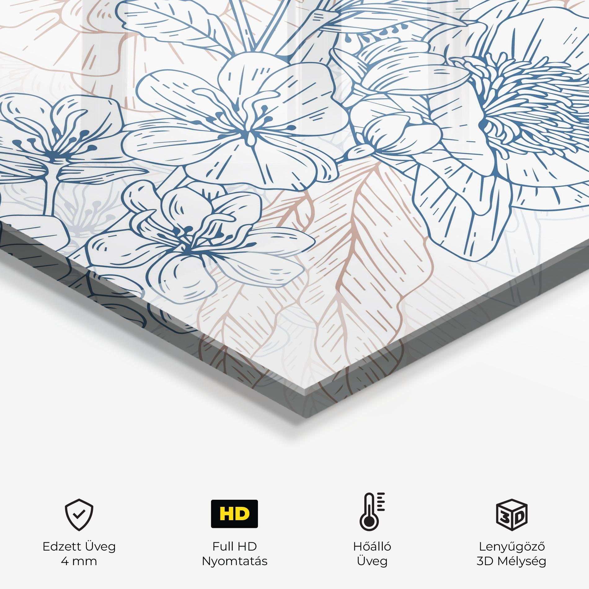 Konyhai üveg hátfal Blue Cream Line mockup 2