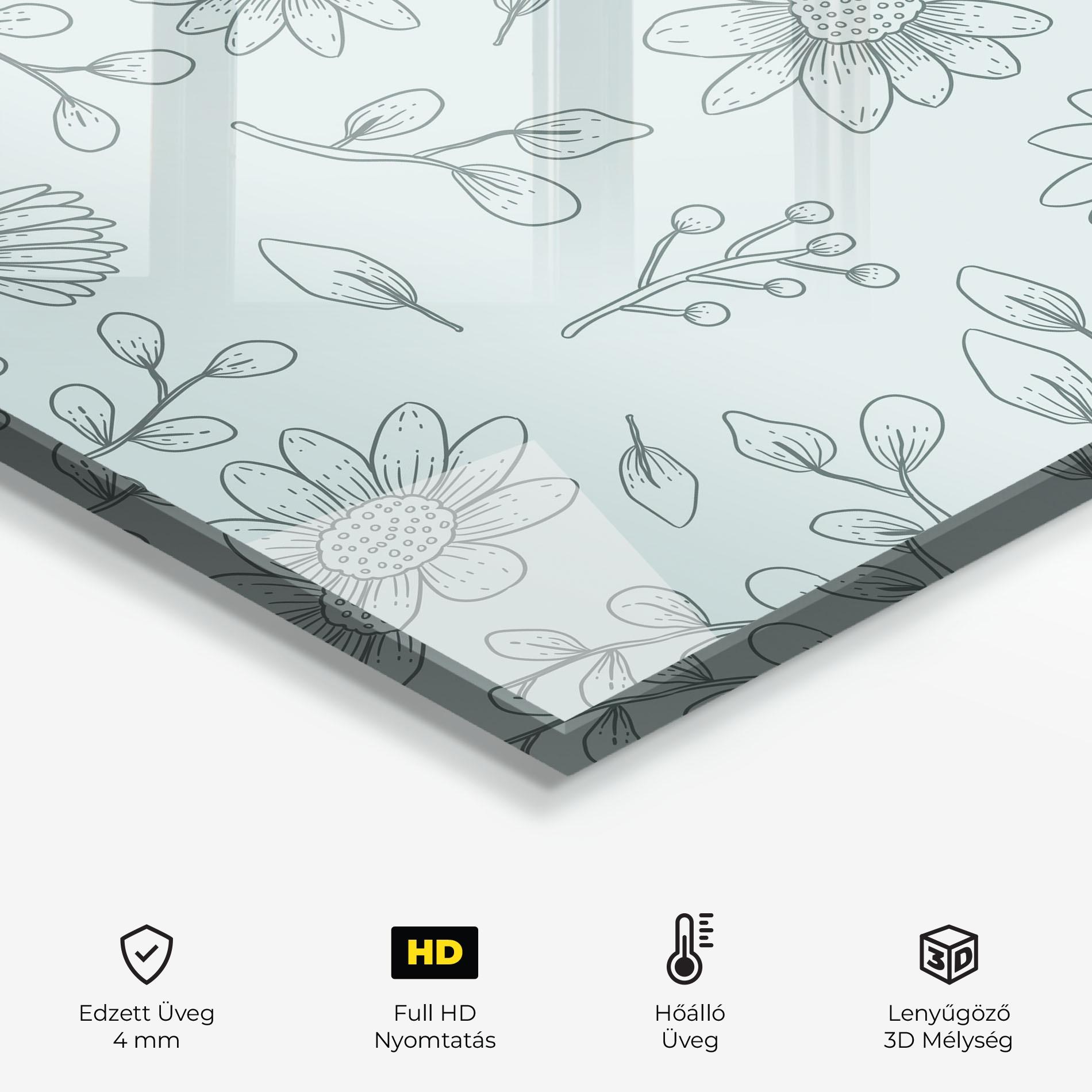 Konyhai üveg hátfal Blue Grey Line mockup 2