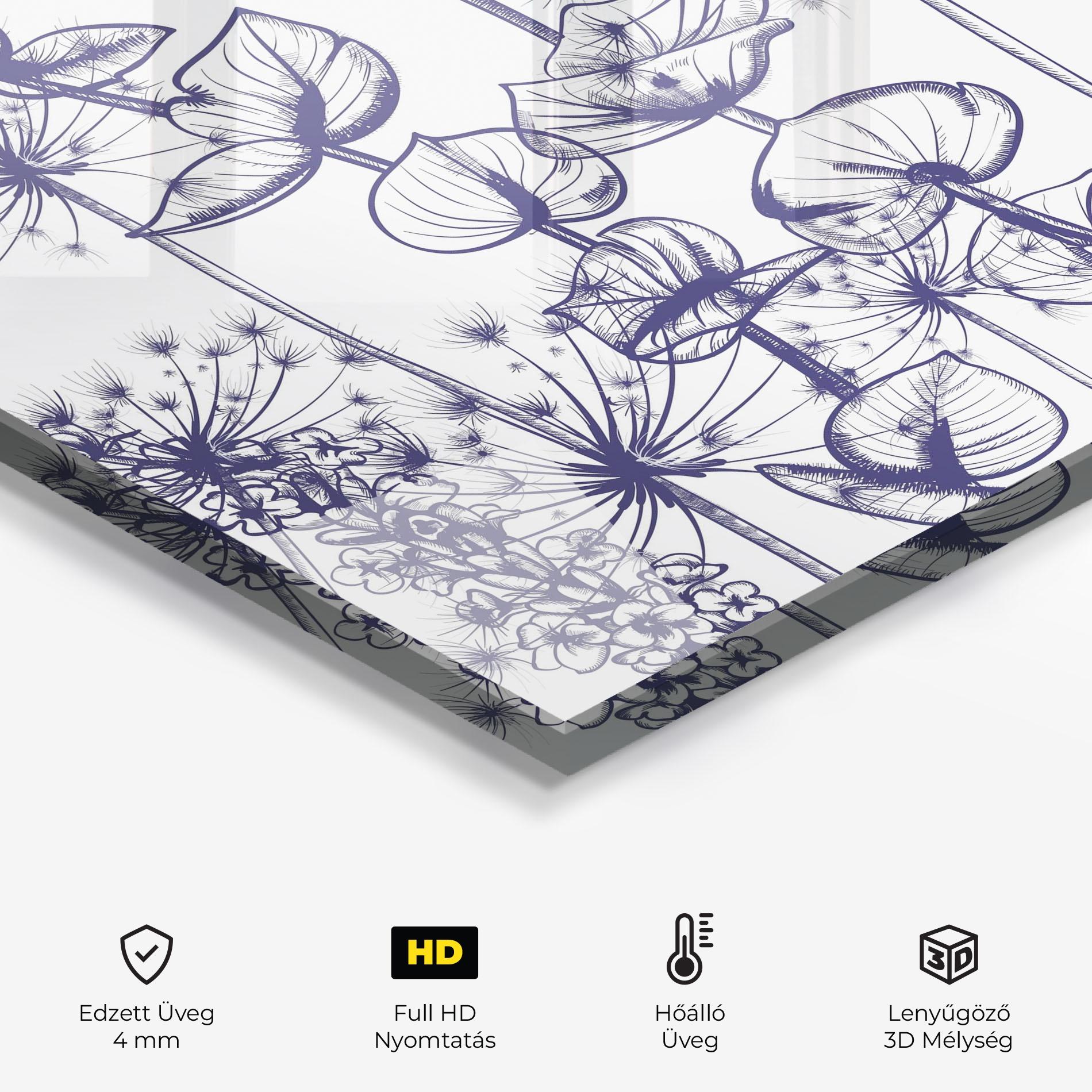 Konyhai üveg hátfal Blue Line Plants mockup 2