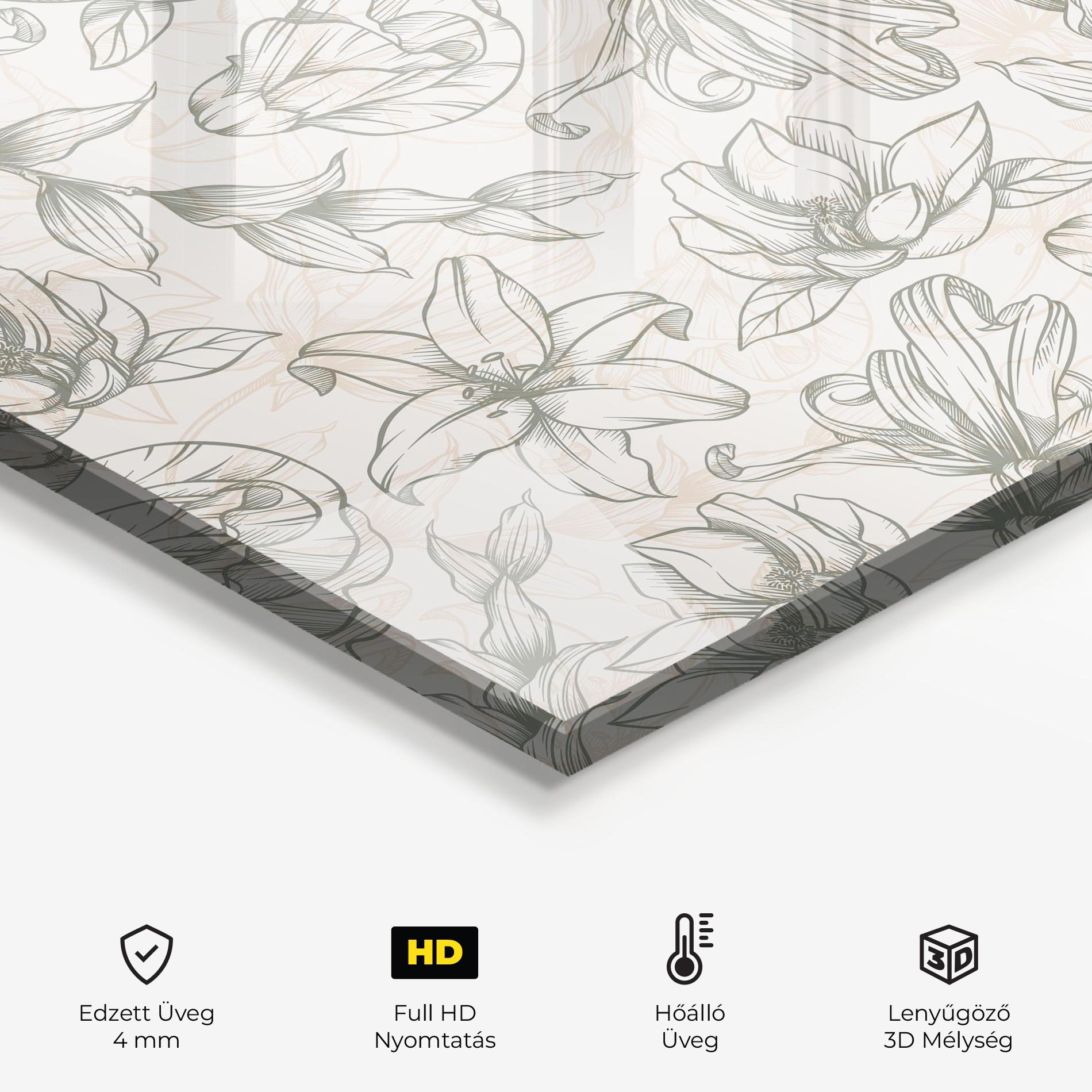 Konyhai üveg hátfal Cream Grey Line mockup 2