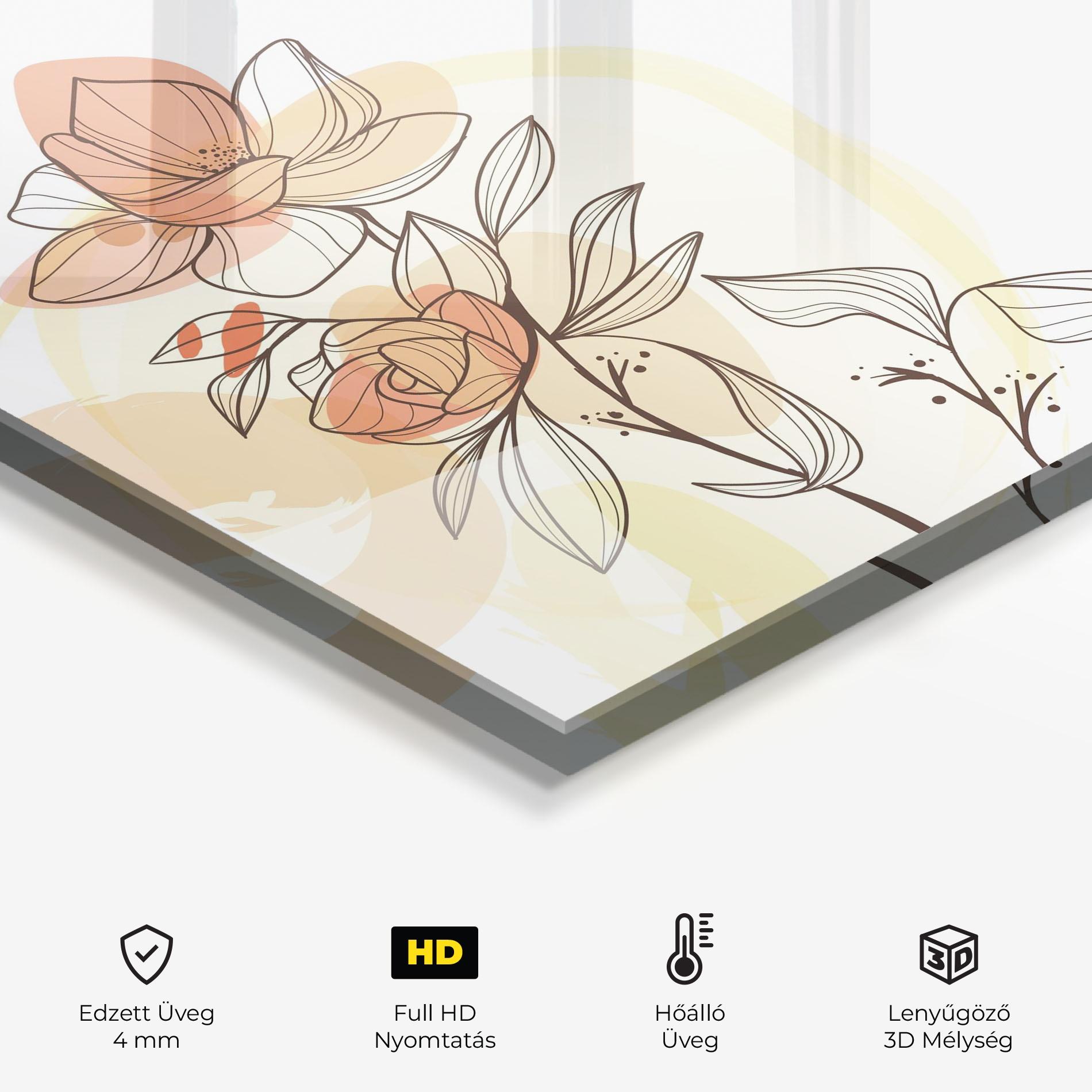 Konyhai üveg hátfal Yellow Orange Line mockup 2