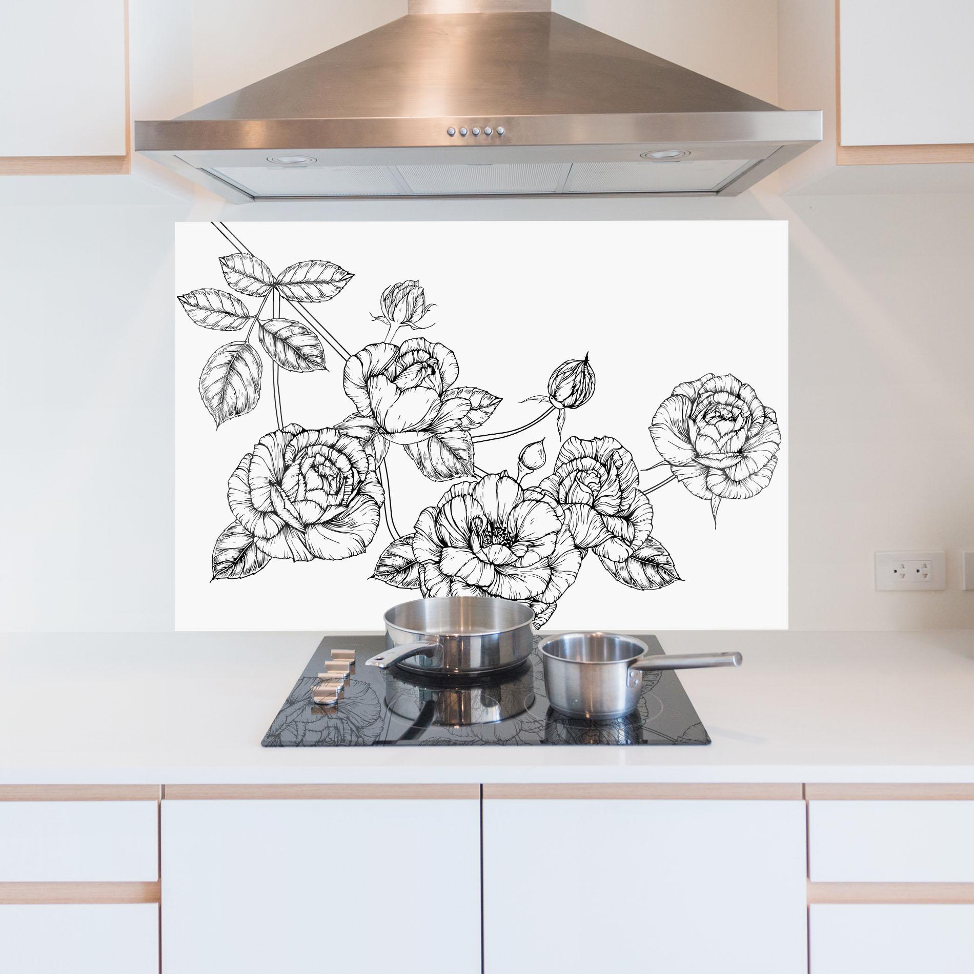 Konyhai üveg hátfal Big Roses Line mockup 5