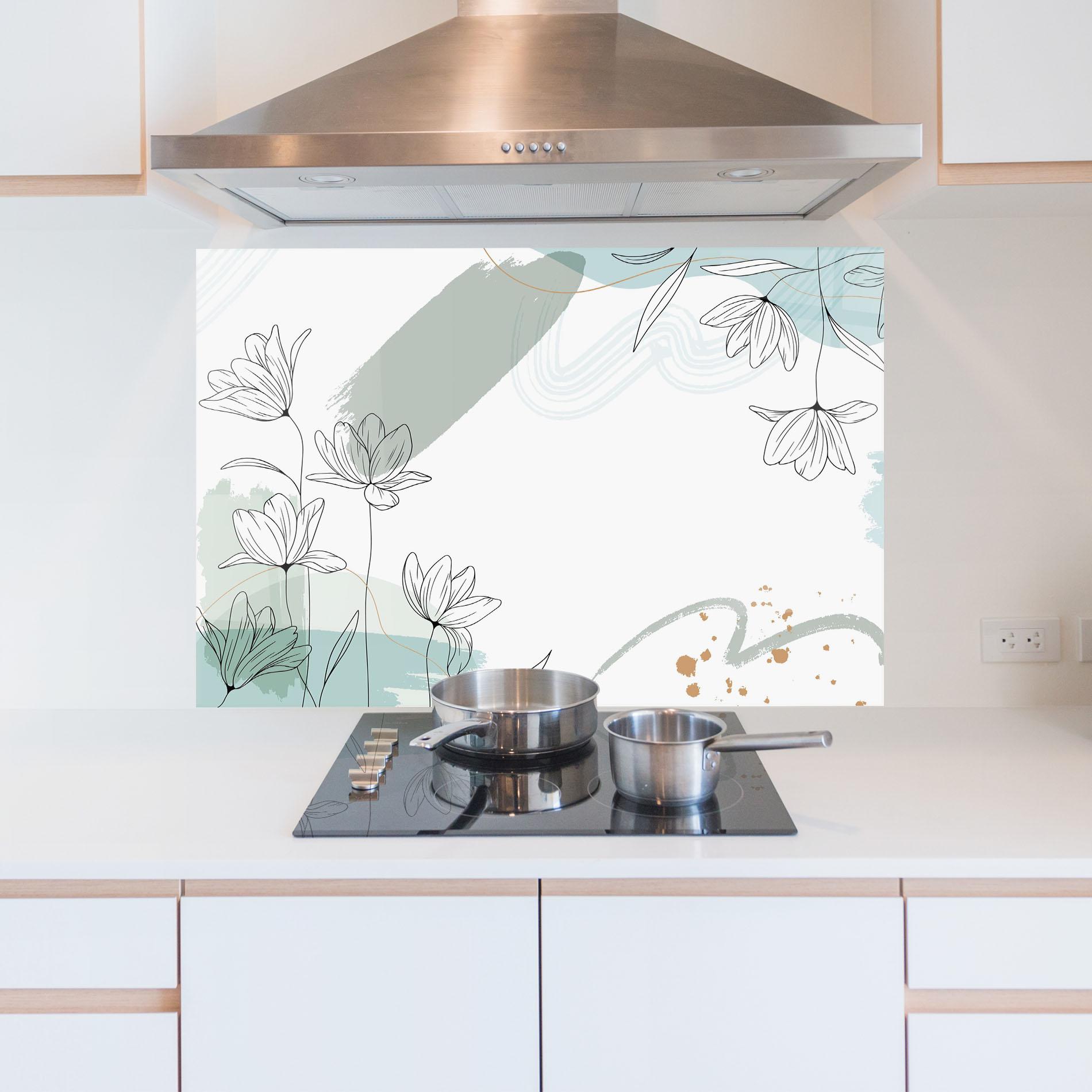 Konyhai üveg hátfal Black Blue Line mockup 5