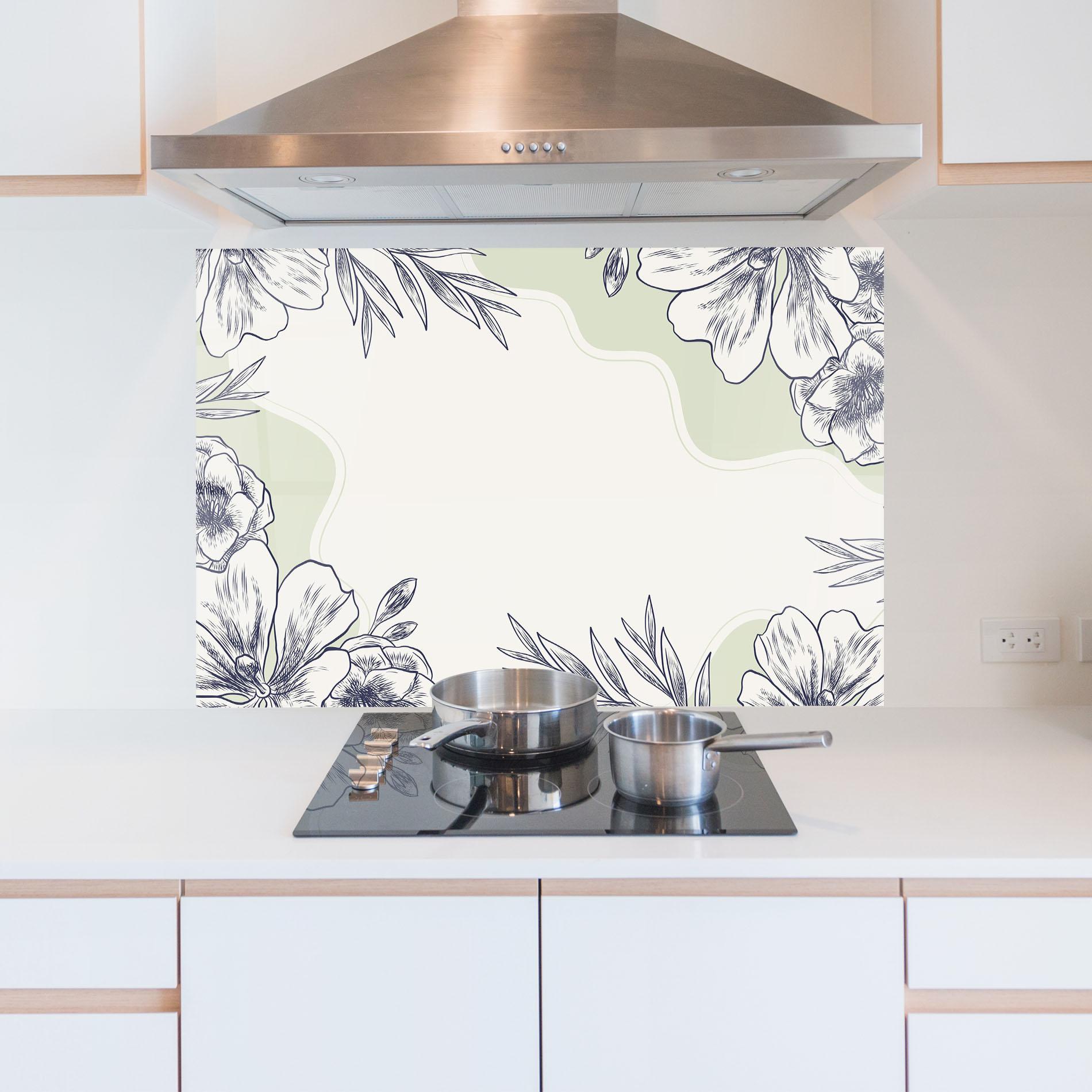 Konyhai üveg hátfal Blue Line Green mockup 5