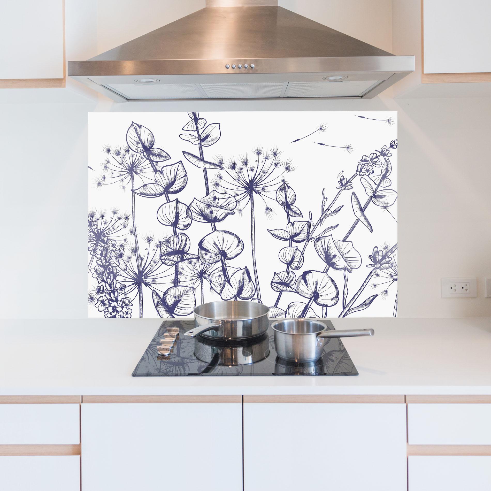 Konyhai üveg hátfal Blue Line Plants mockup 5