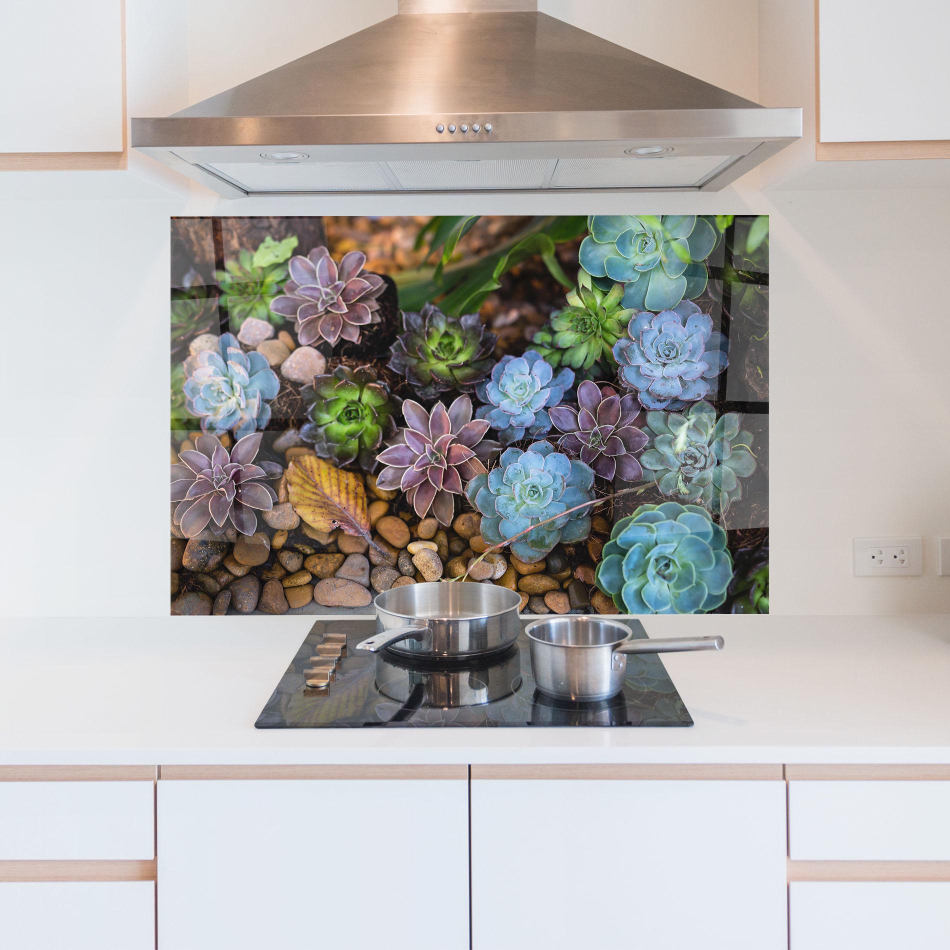 Konyhai üveg hátfal Colorful Flowers mockup 5