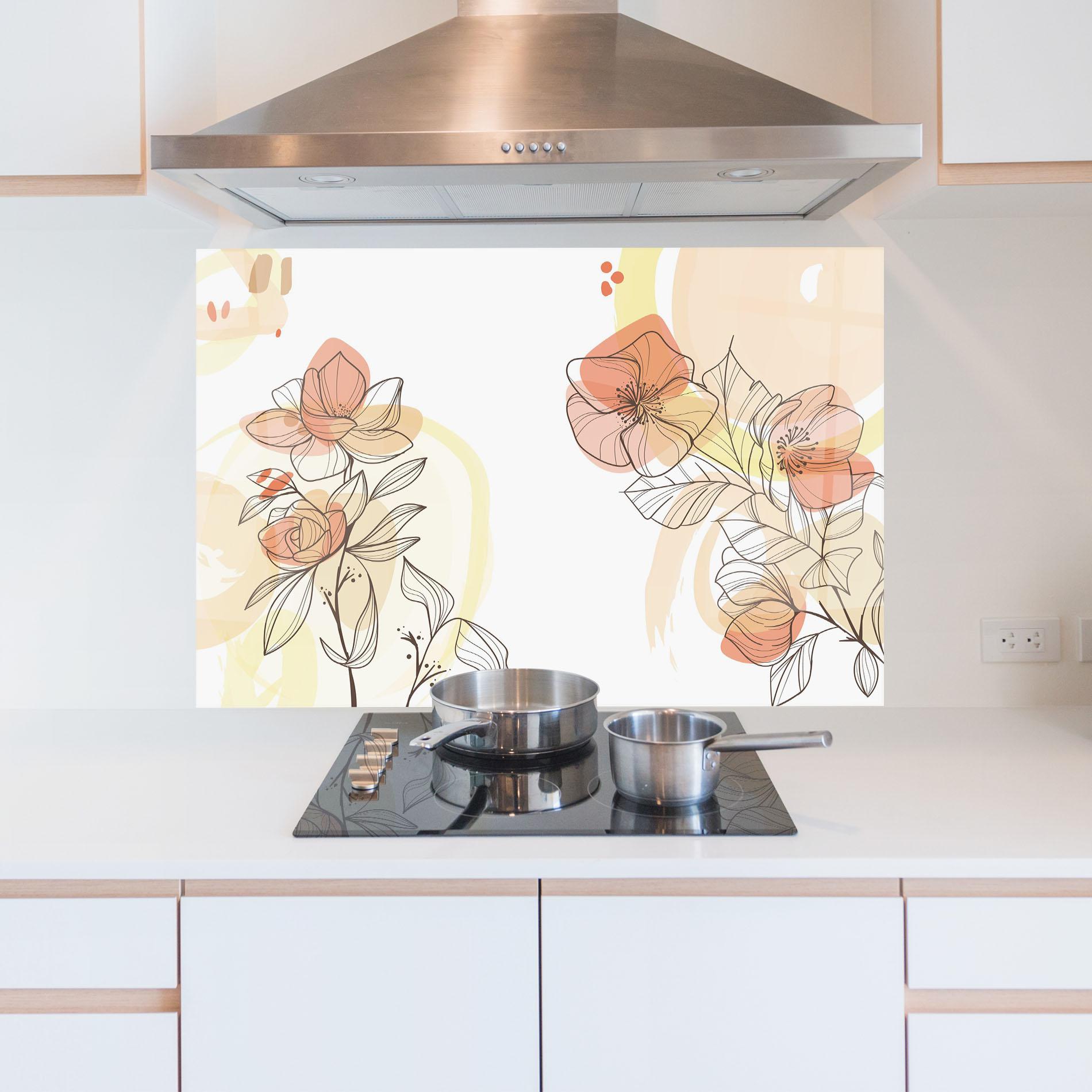Konyhai üveg hátfal Yellow Orange Line mockup 5