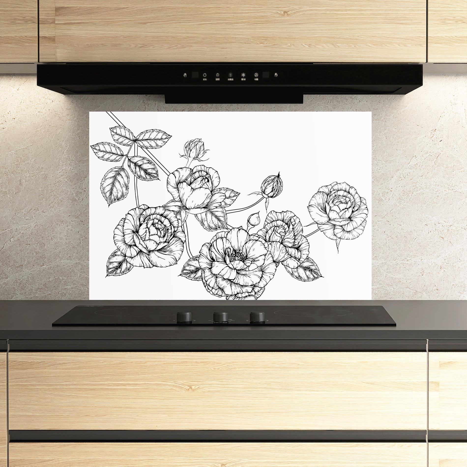 Konyhai üveg hátfal Big Roses Line mockup 3