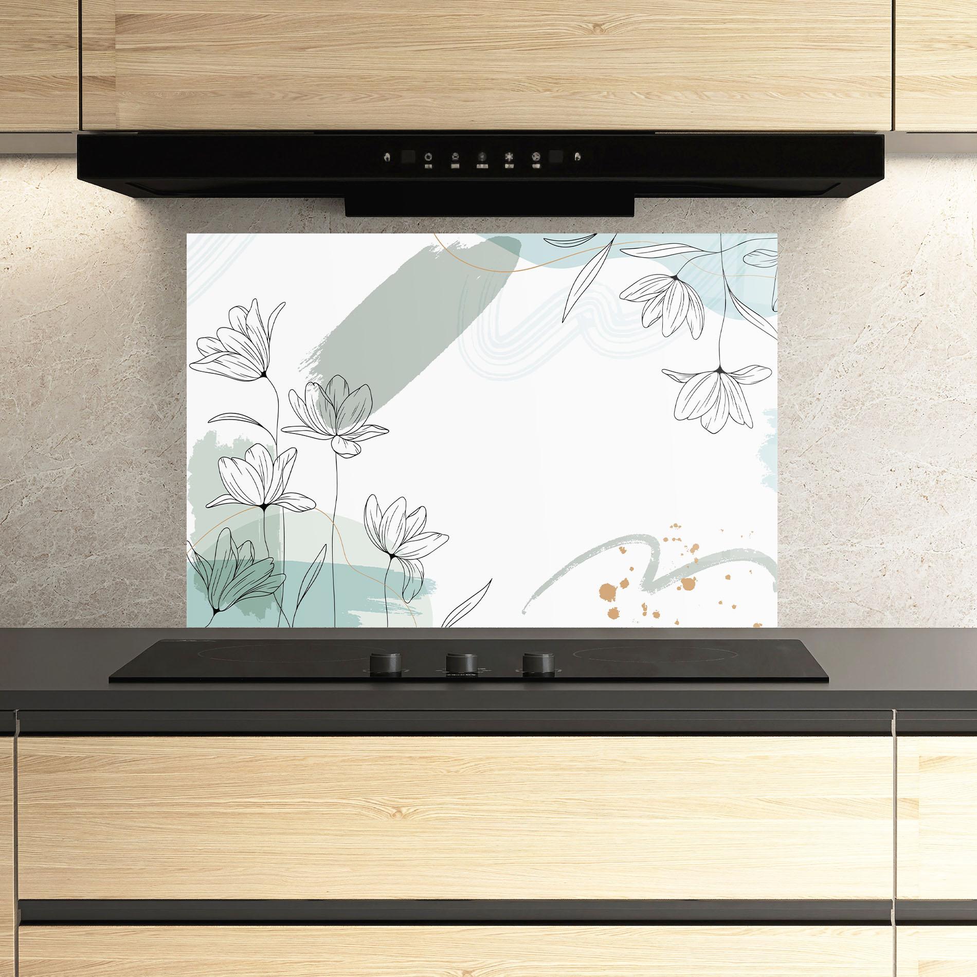 Konyhai üveg hátfal Black Blue Line mockup 3