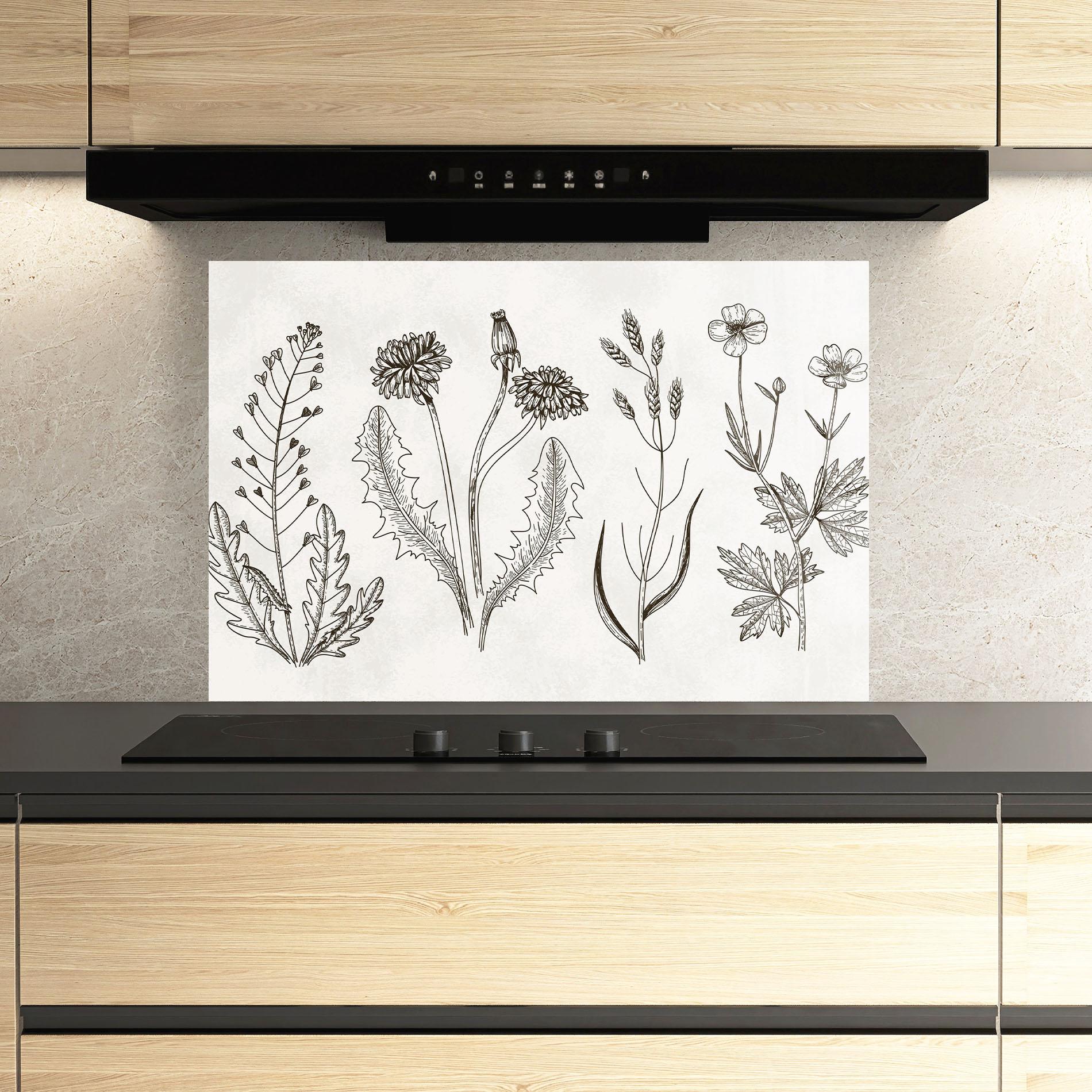 Konyhai üveg hátfal Black Line White mockup 3